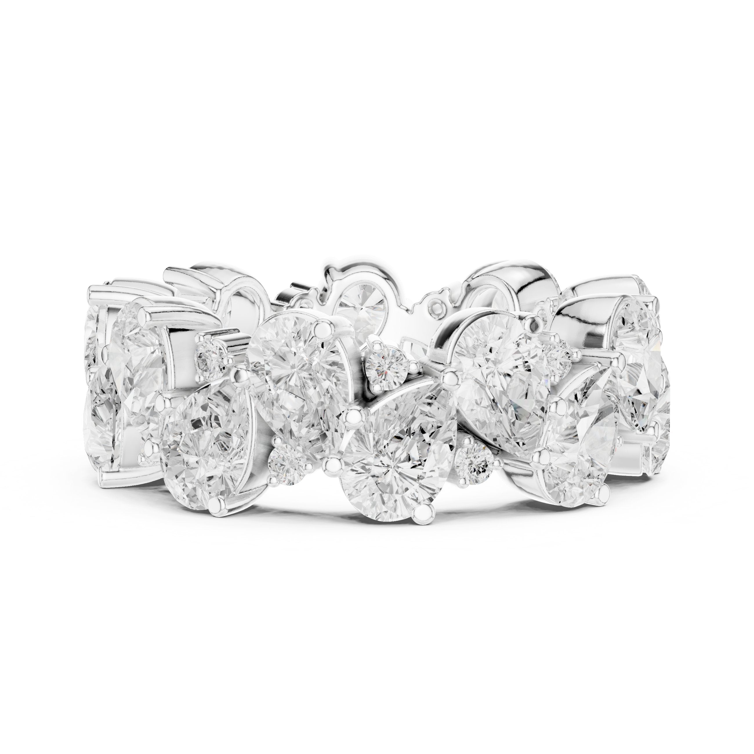 Pear and Round Diamond Mixed Eternity Band in White Gold - VYKA Diamonds