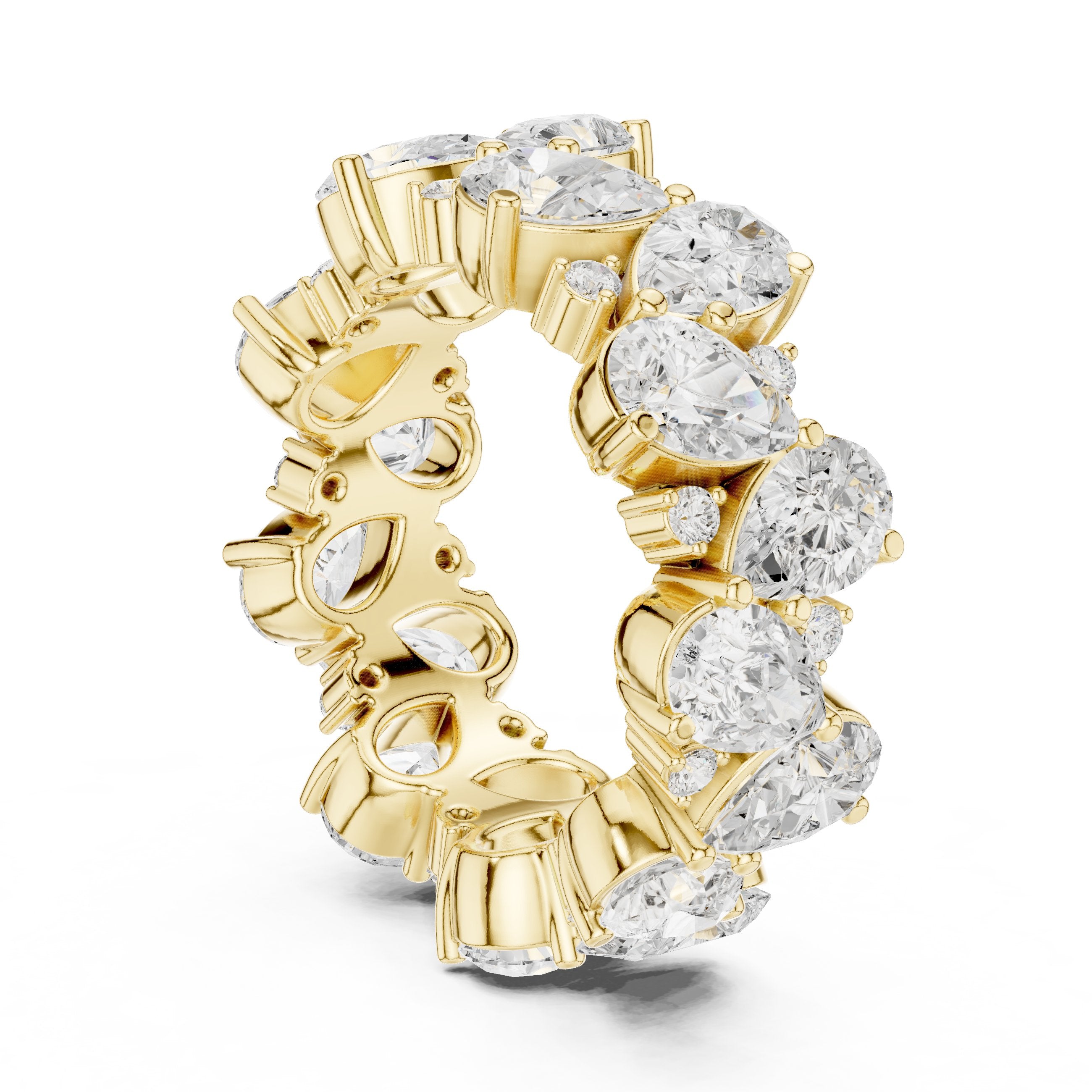 Pear and Round Diamond Mixed Eternity Band in Yellow Gold - VYKA Diamonds