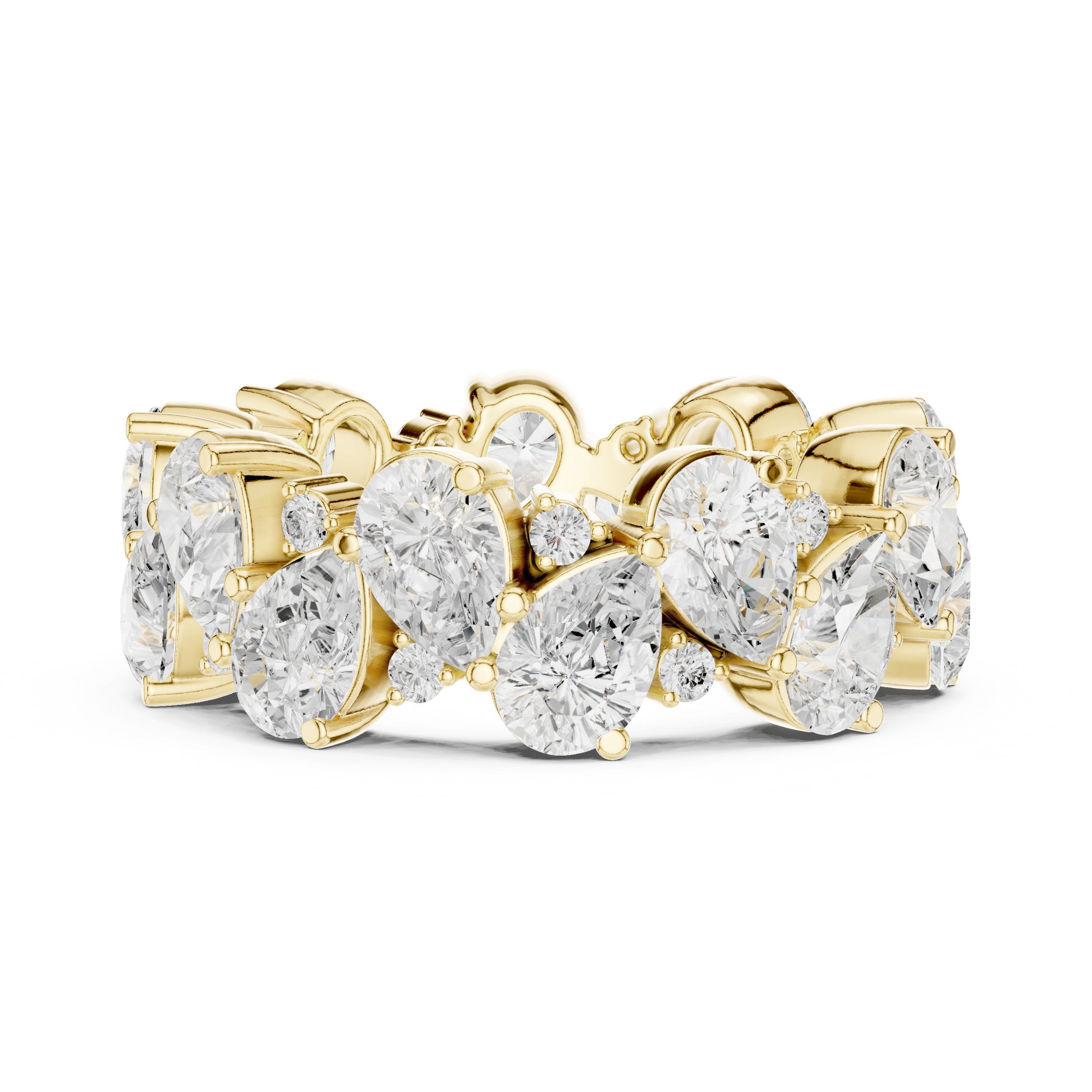 Pear and Round Diamond Mixed Eternity Band in Yellow Gold - VYKA Diamonds