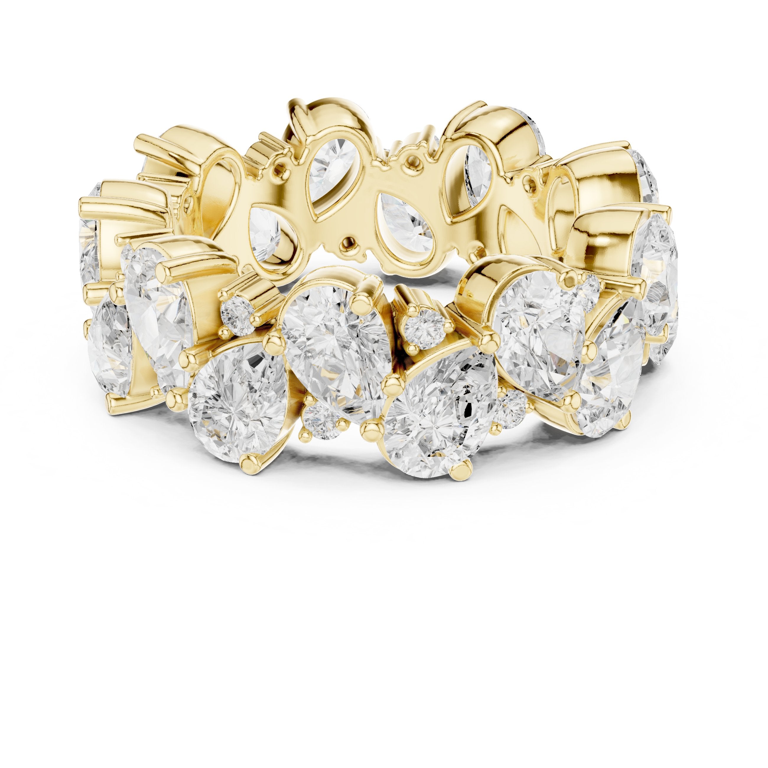 Pear and Round Diamond Mixed Eternity Band in Yellow Gold - VYKA Diamonds