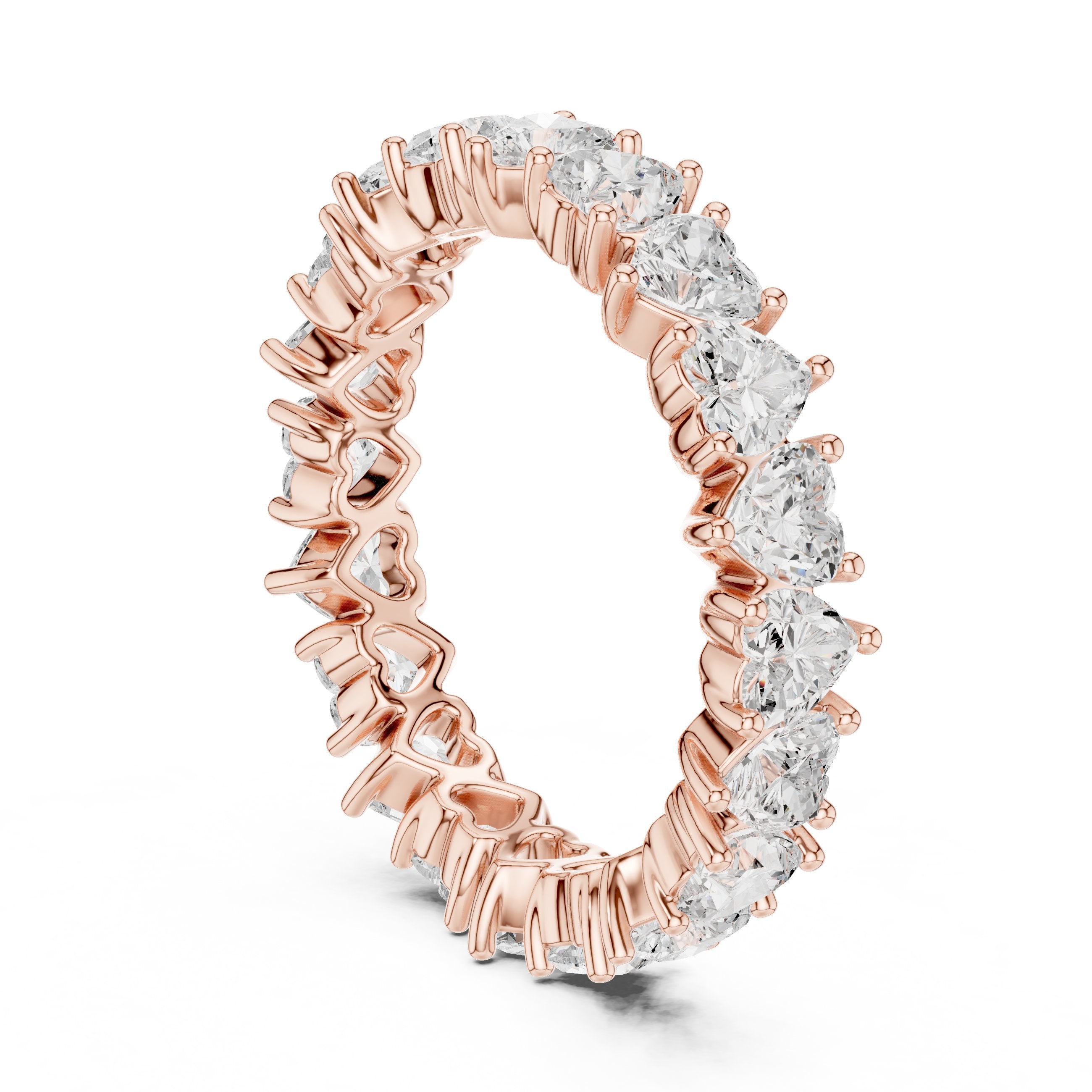 Heart Cut Petite Diamond Eternity Band in Rose Gold - VYKA Diamonds