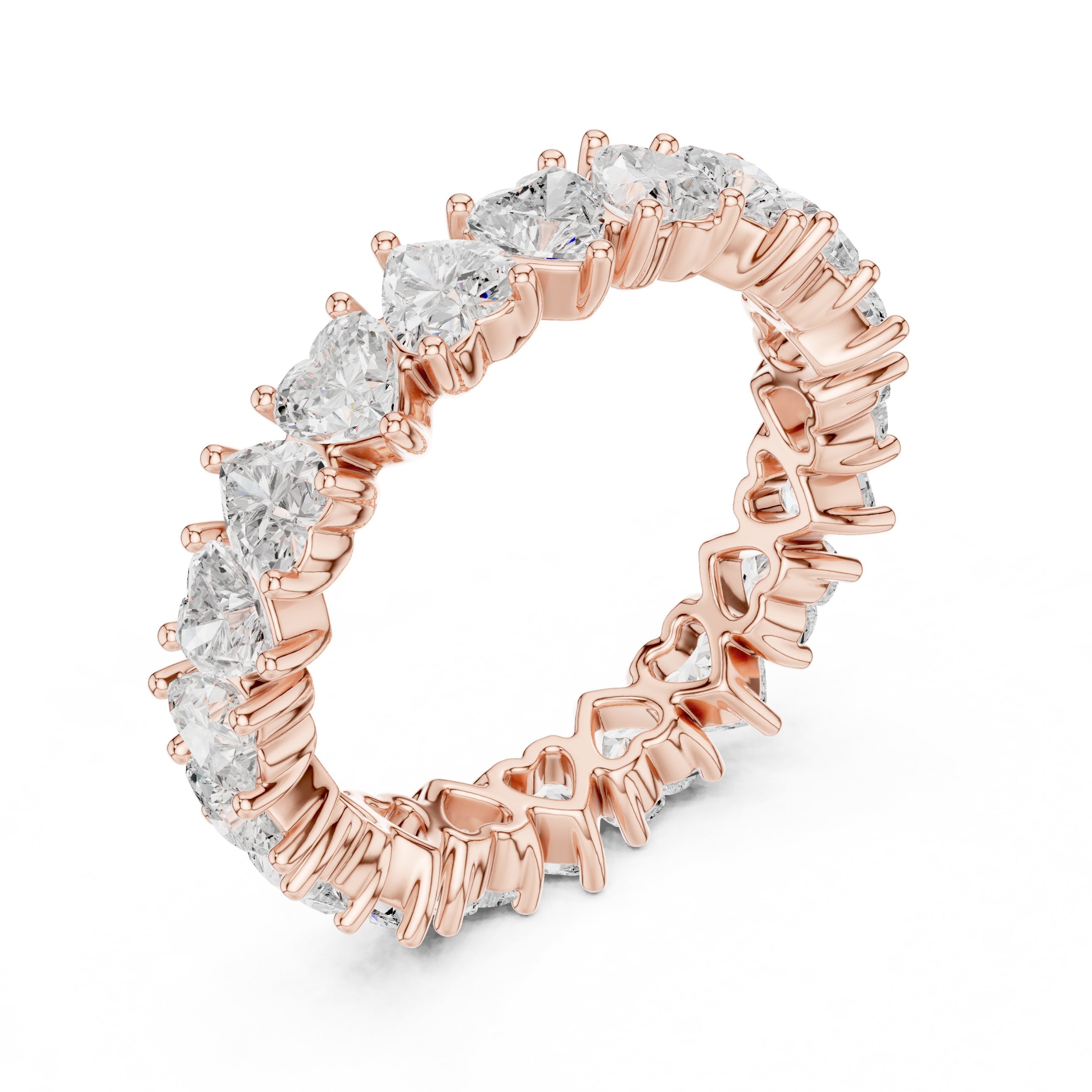 Heart Cut Petite Diamond Eternity Band in Rose Gold - VYKA Diamonds