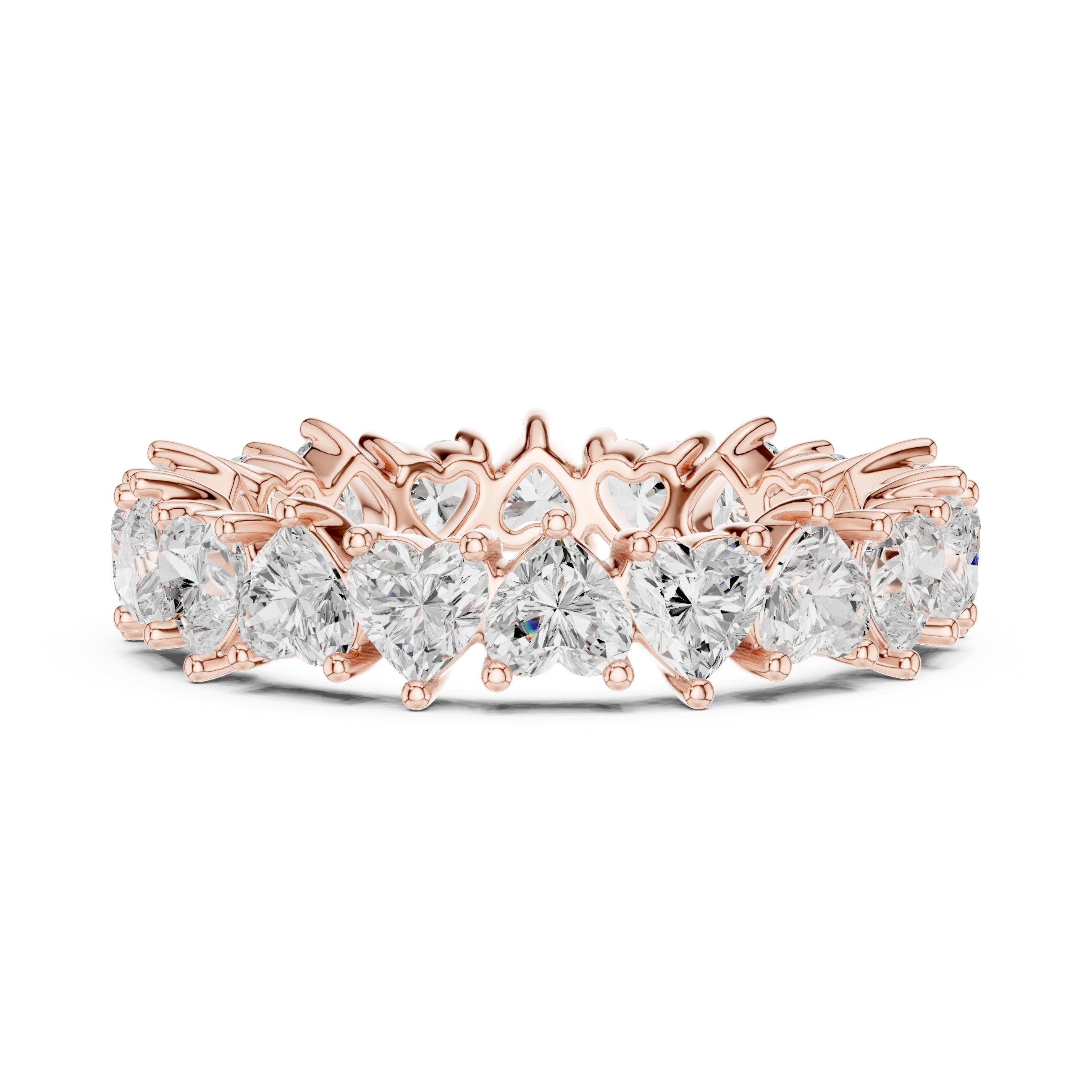 Heart Cut Petite Diamond Eternity Band in Rose Gold - VYKA Diamonds