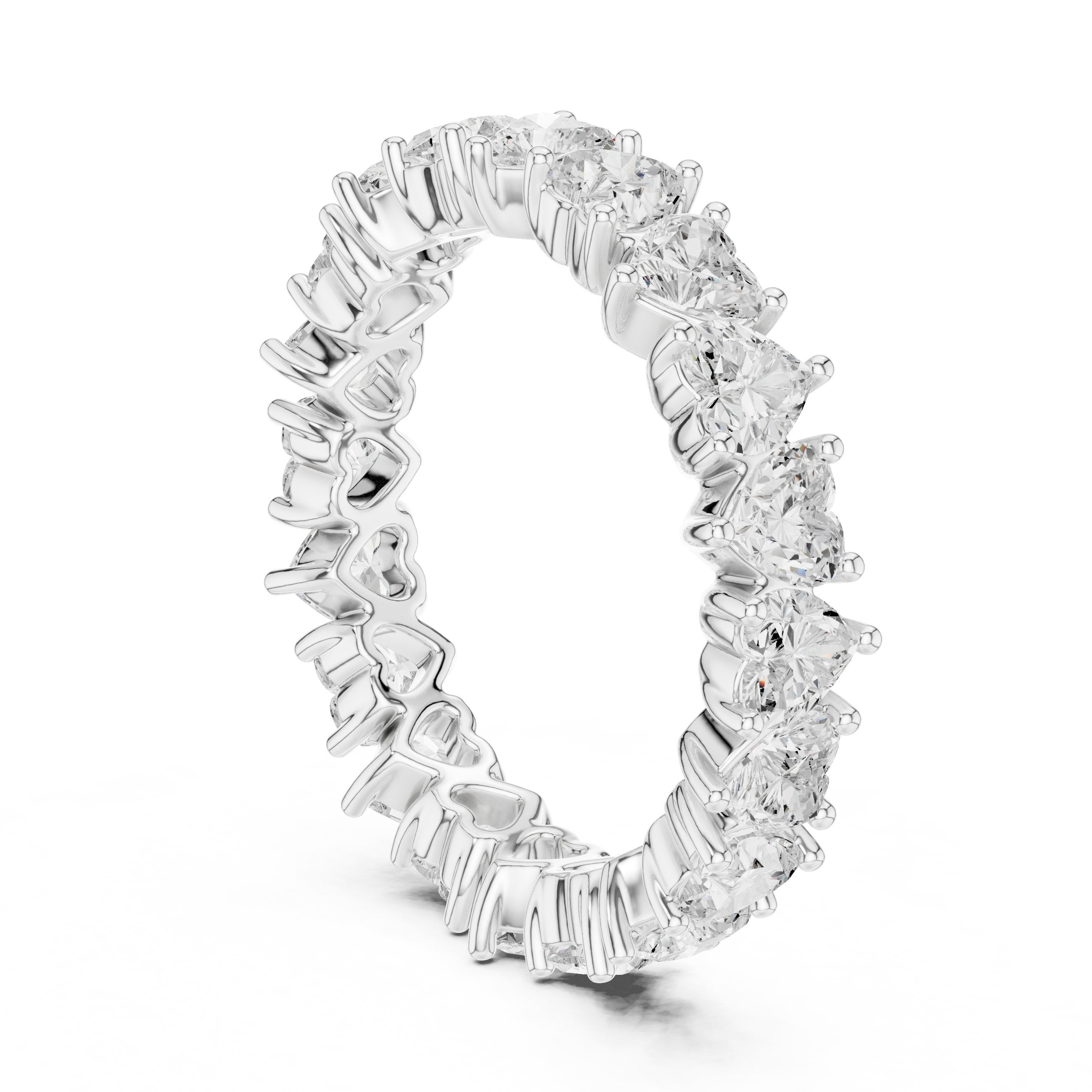 Heart Cut Petite Diamond Eternity Band in White Gold - VYKA Diamonds