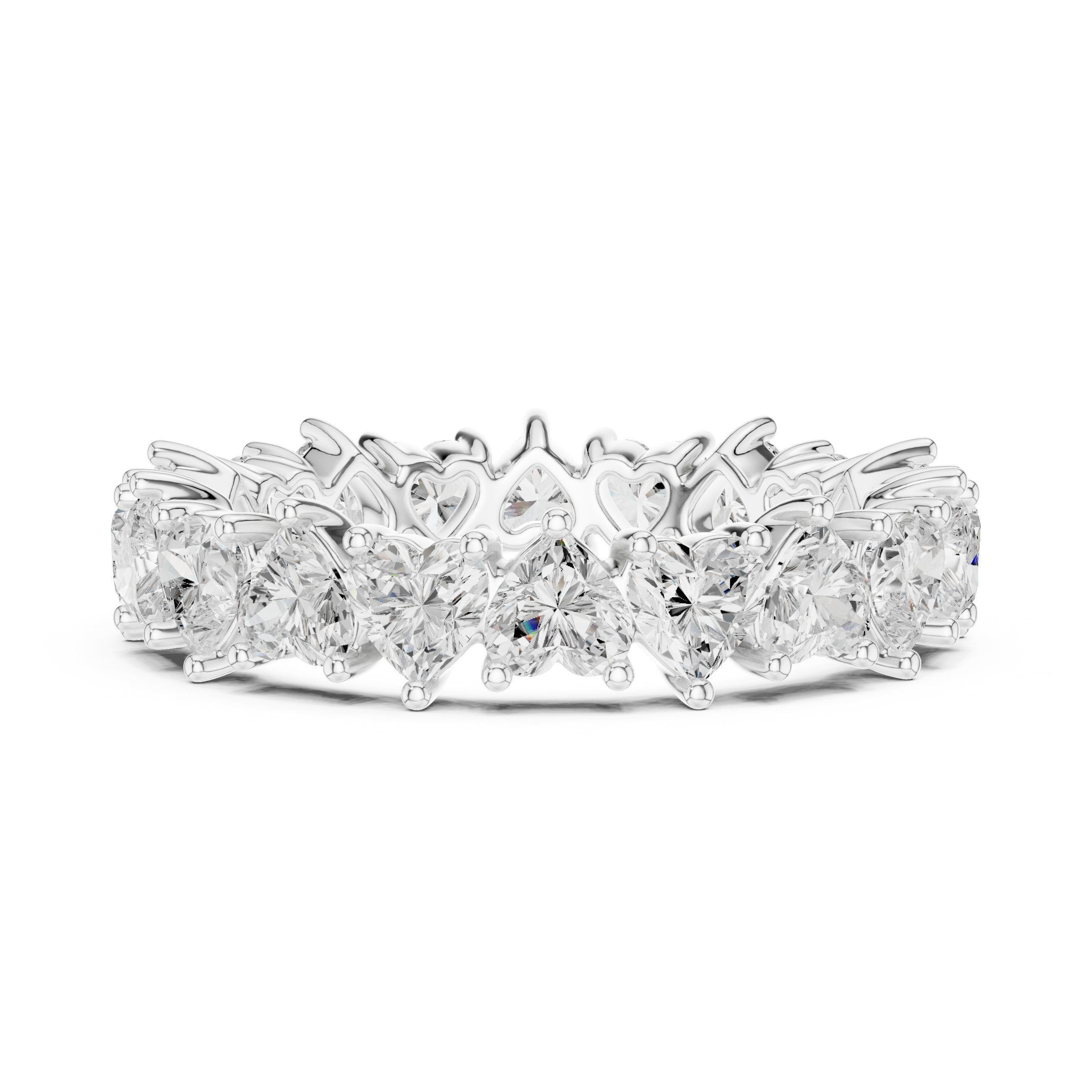 Heart Cut Petite Diamond Eternity Band in White Gold - VYKA Diamonds