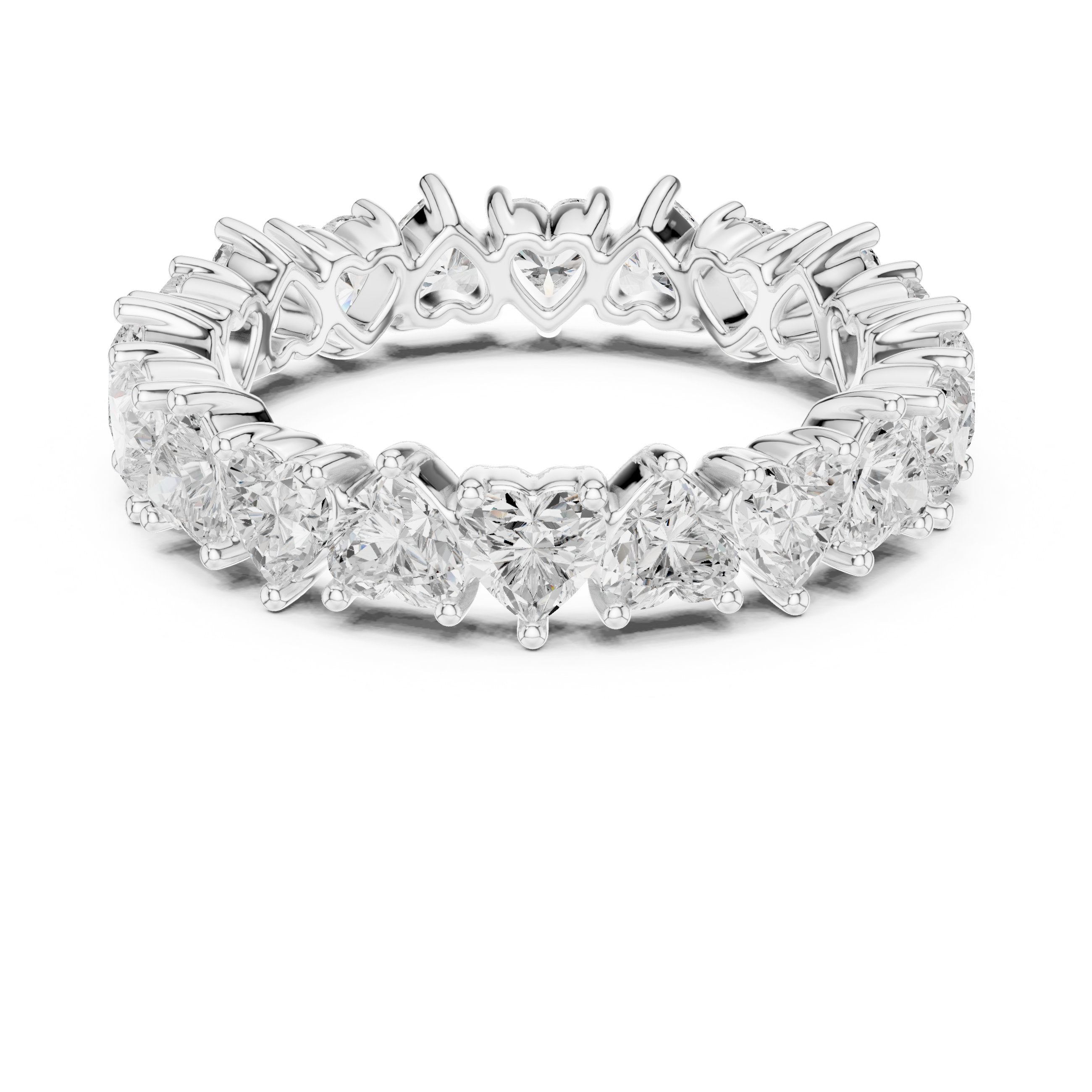 Heart Cut Petite Diamond Eternity Band in White Gold - VYKA Diamonds
