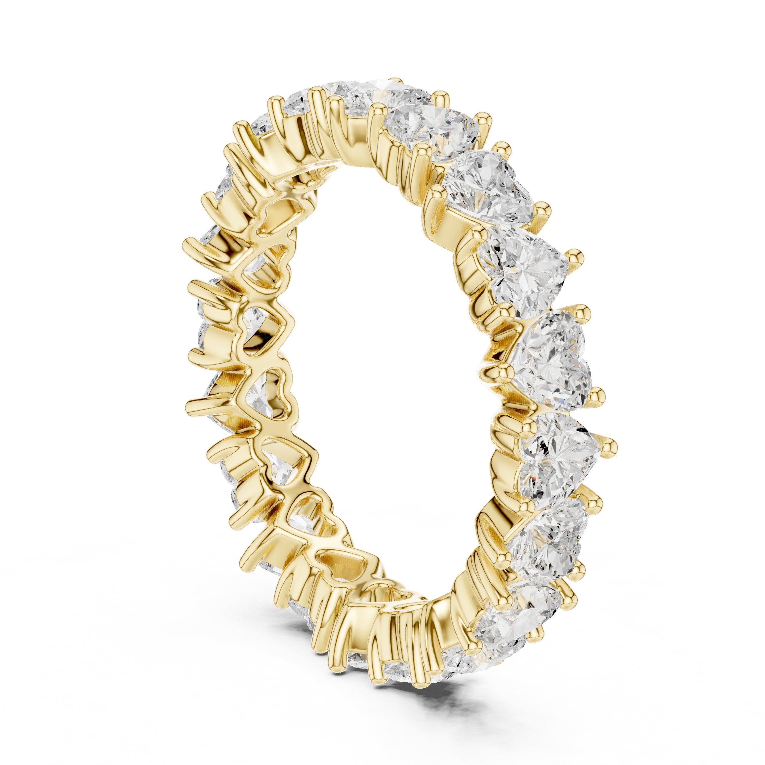 Heart Cut Petite Diamond Eternity Band in Yellow Gold - VYKA Diamonds