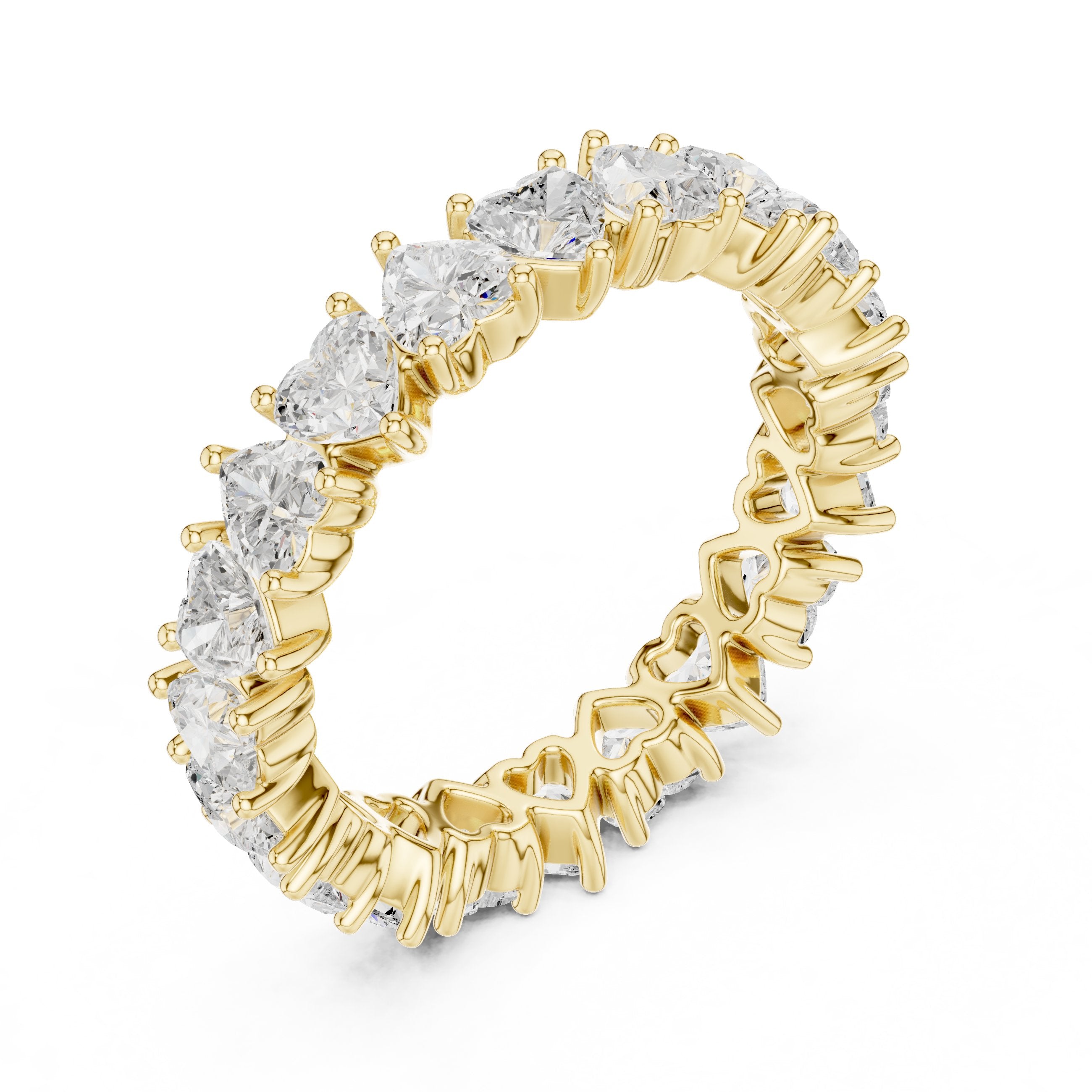 Heart Cut Petite Diamond Eternity Band in Yellow Gold - VYKA Diamonds
