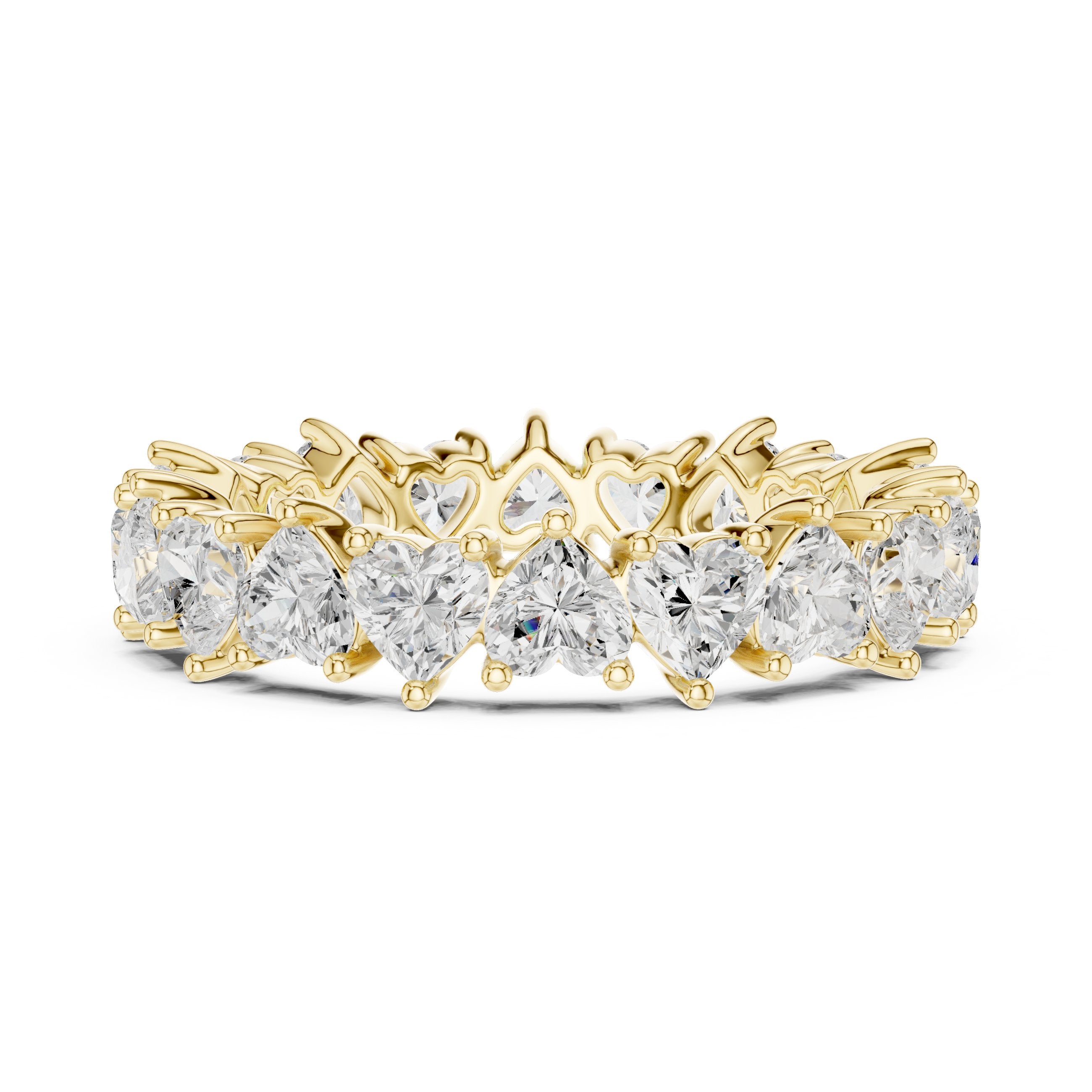Heart Cut Petite Diamond Eternity Band in Yellow Gold - VYKA Diamonds