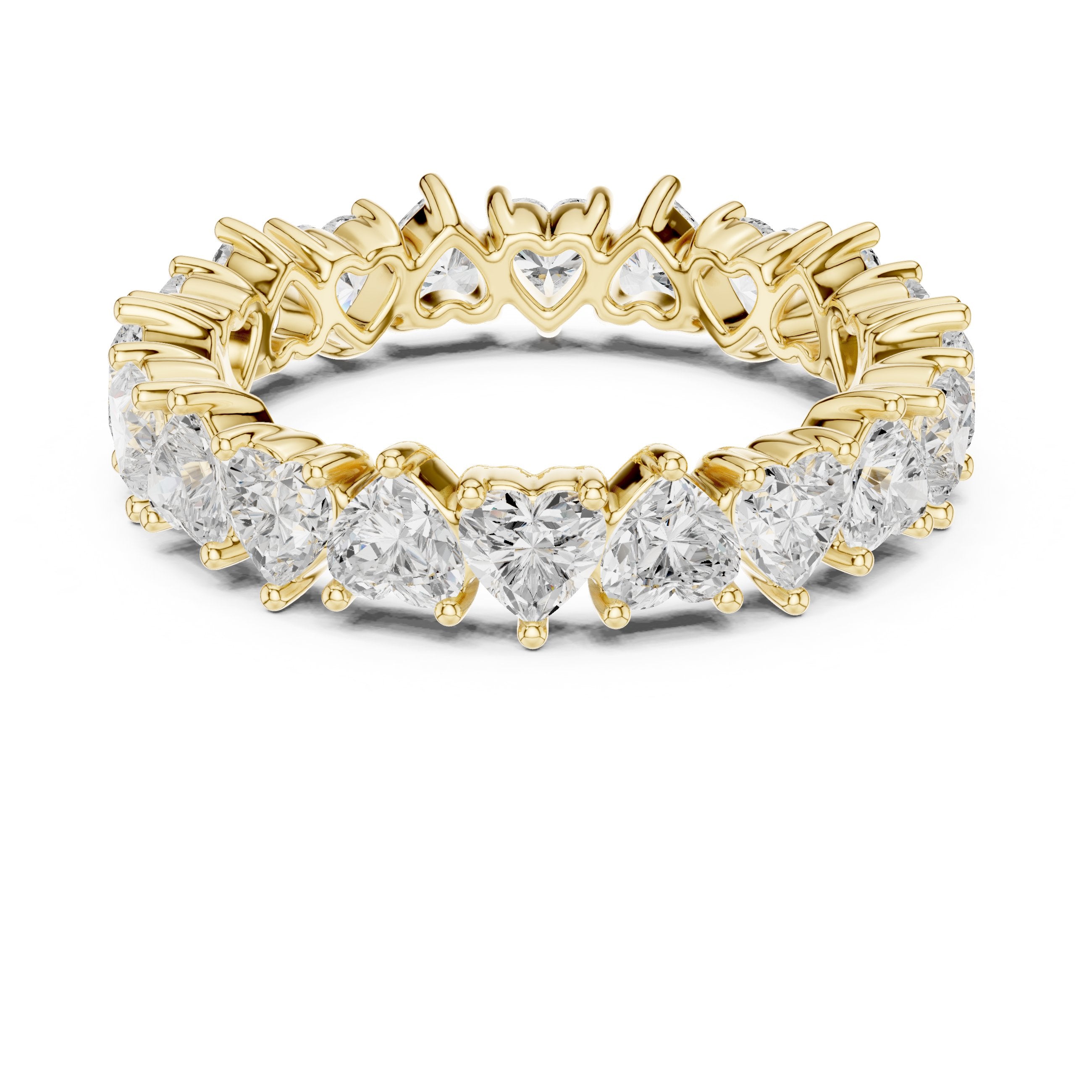 Heart Cut Petite Diamond Eternity Band in Yellow Gold - VYKA Diamonds
