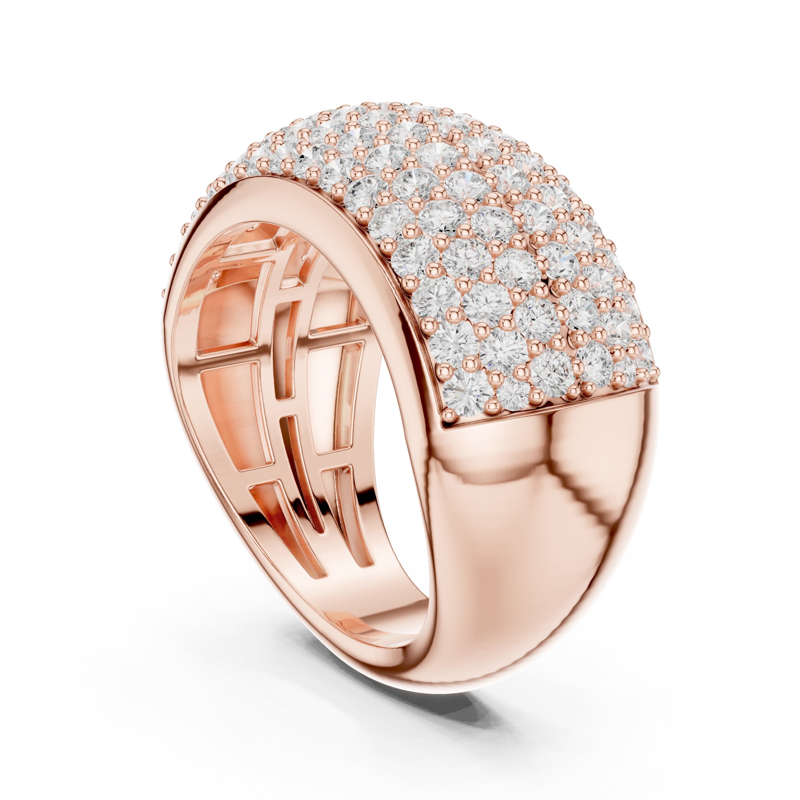 Round Diamond Wide Multi-Row Pavé Anniversary Band in Rose Gold - VYKA Diamonds