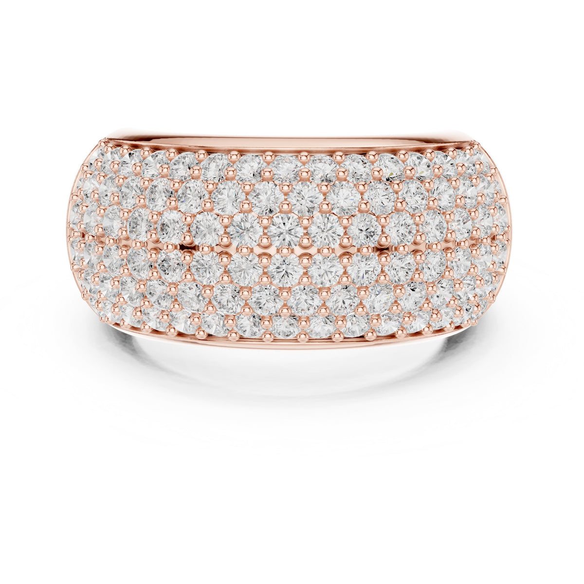 Round Diamond Wide Multi-Row Pavé Anniversary Band