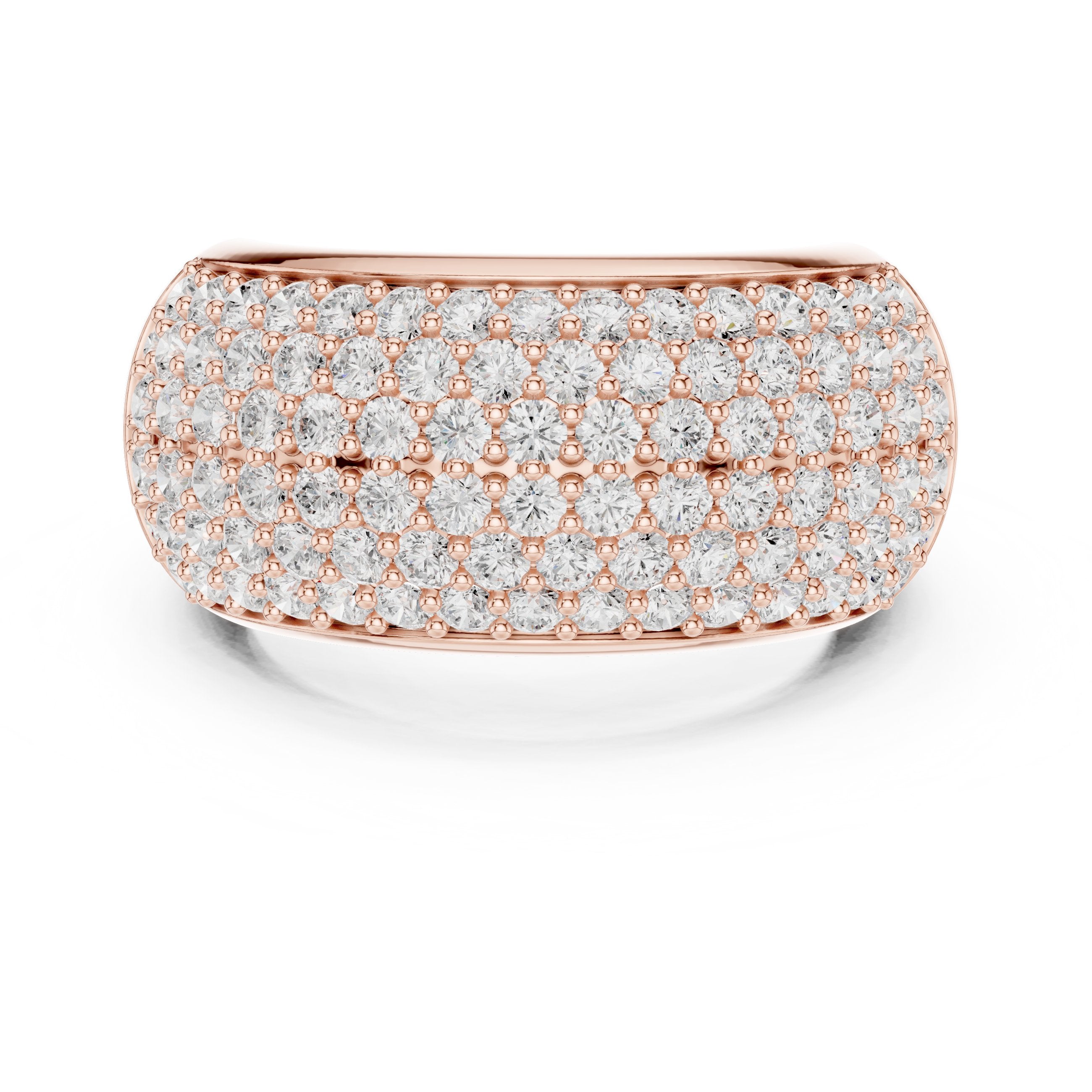 Round Diamond Wide Multi-Row Pavé Anniversary Band in Rose Gold - VYKA Diamonds