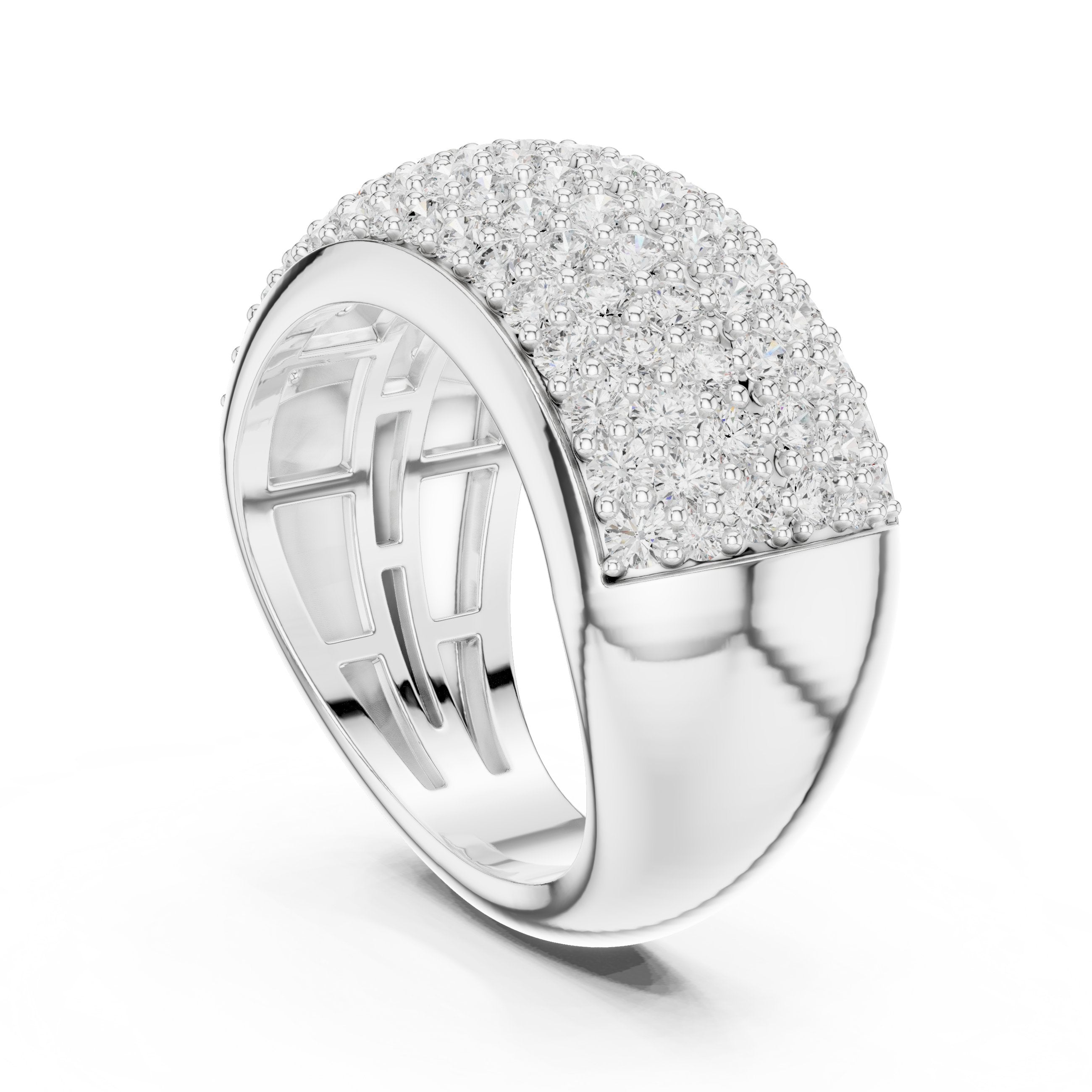 Round Diamond Wide Multi-Row Pavé Anniversary Band in White Gold - VYKA Diamonds