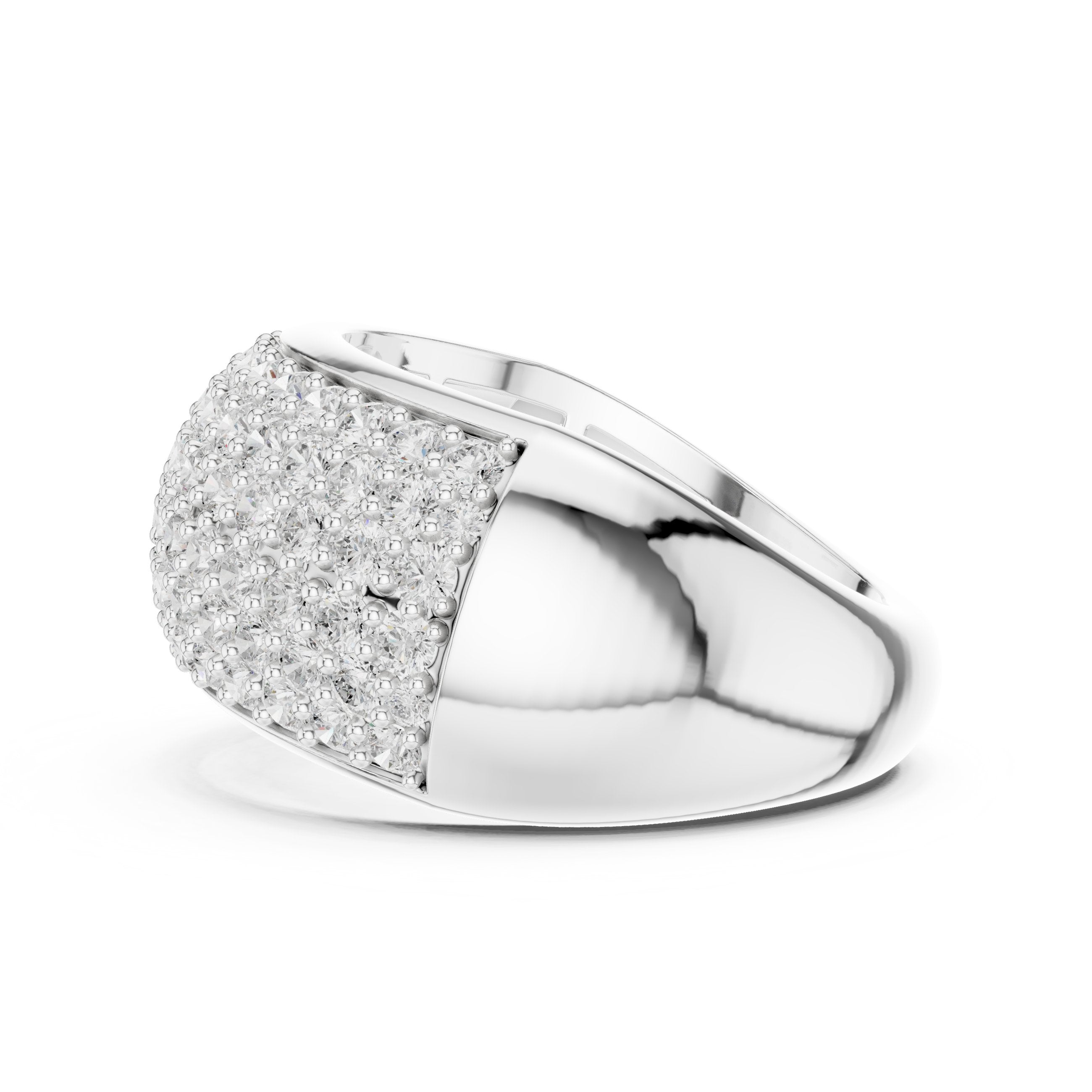 Round Diamond Wide Multi-Row Pavé Anniversary Band in White Gold - VYKA Diamonds