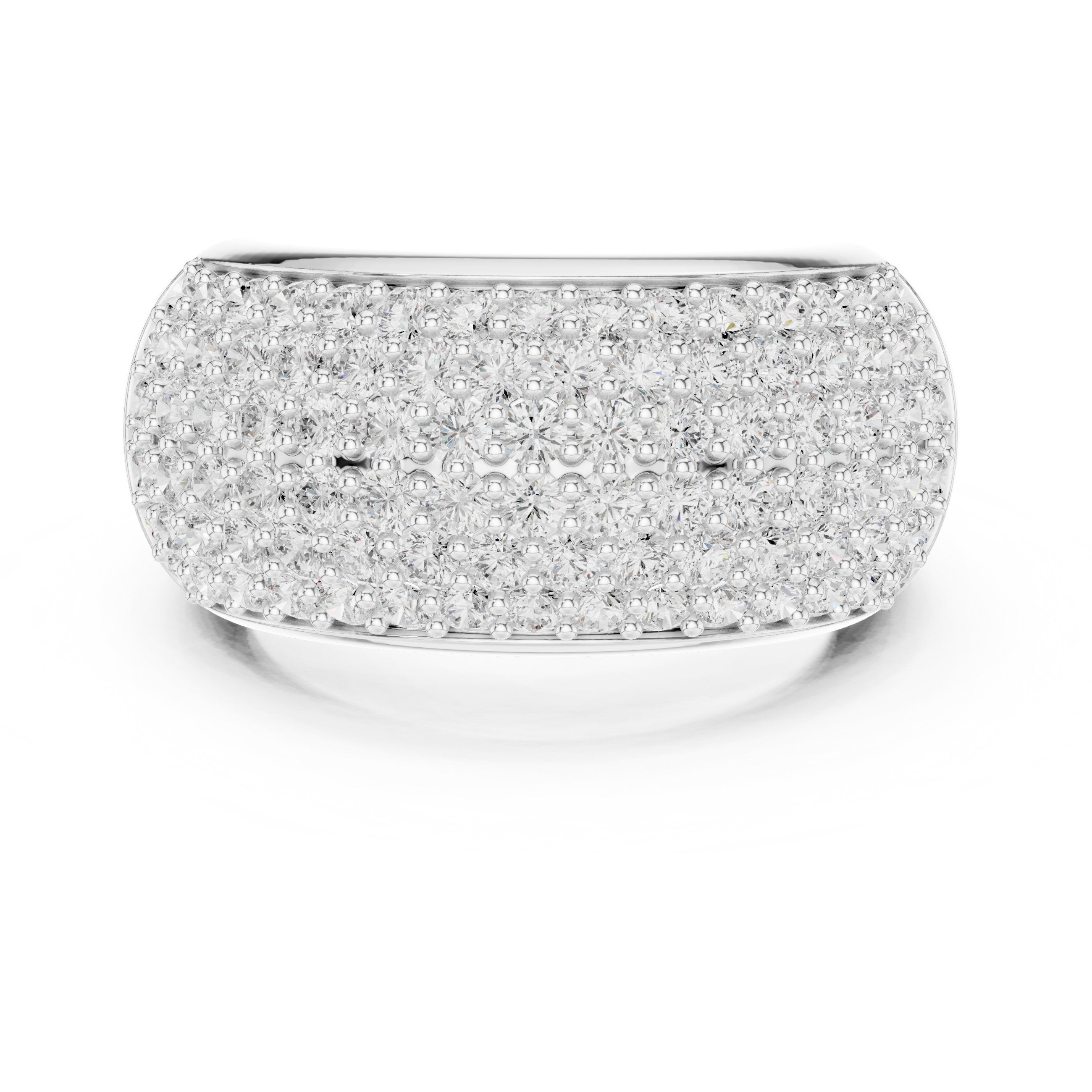 Round Diamond Wide Multi-Row Pavé Anniversary Band in White Gold - VYKA Diamonds
