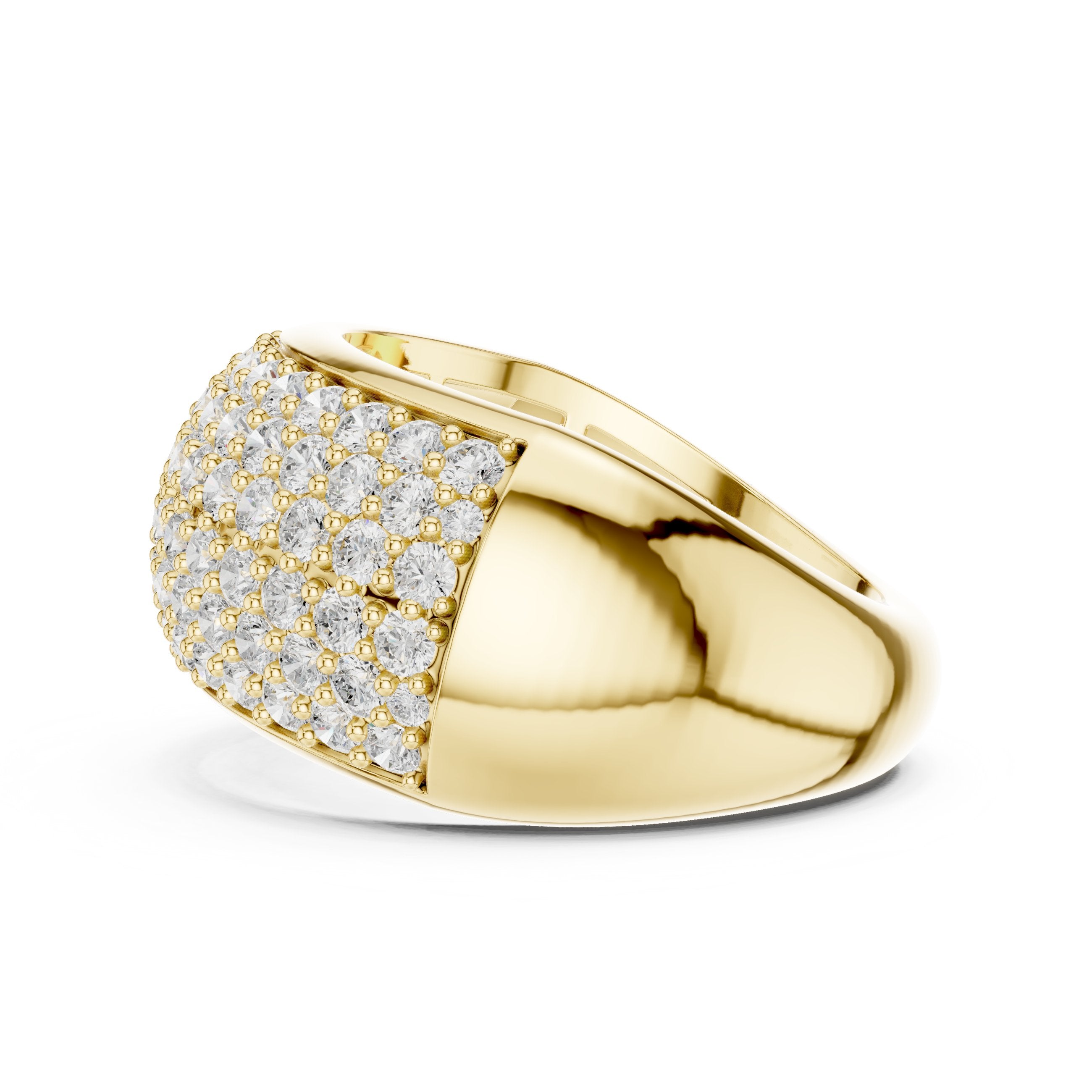 Round Diamond Wide Multi-Row Pavé Anniversary Band in Yellow Gold - VYKA Diamonds