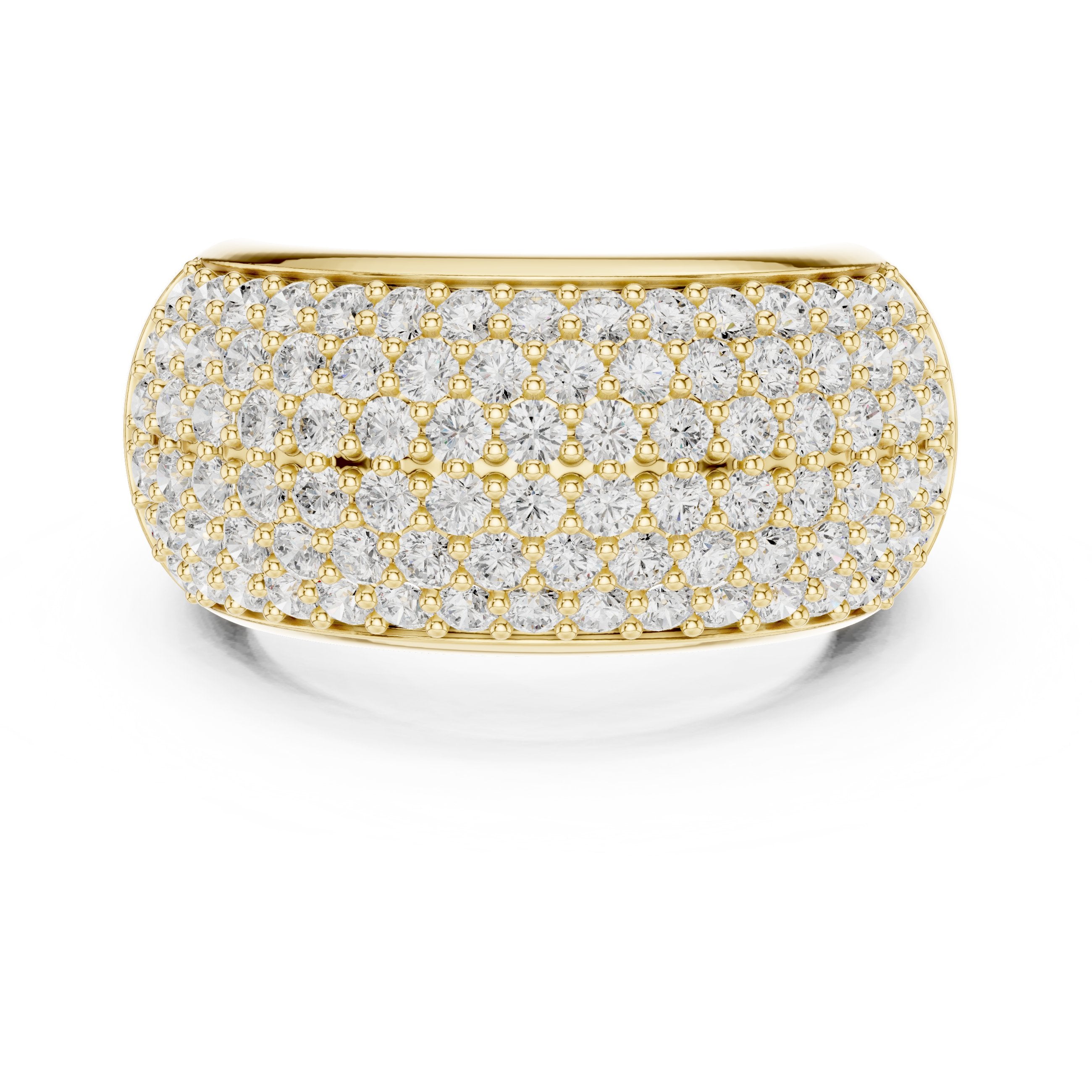 Round Diamond Wide Multi-Row Pavé Anniversary Band in Yellow Gold - VYKA Diamonds