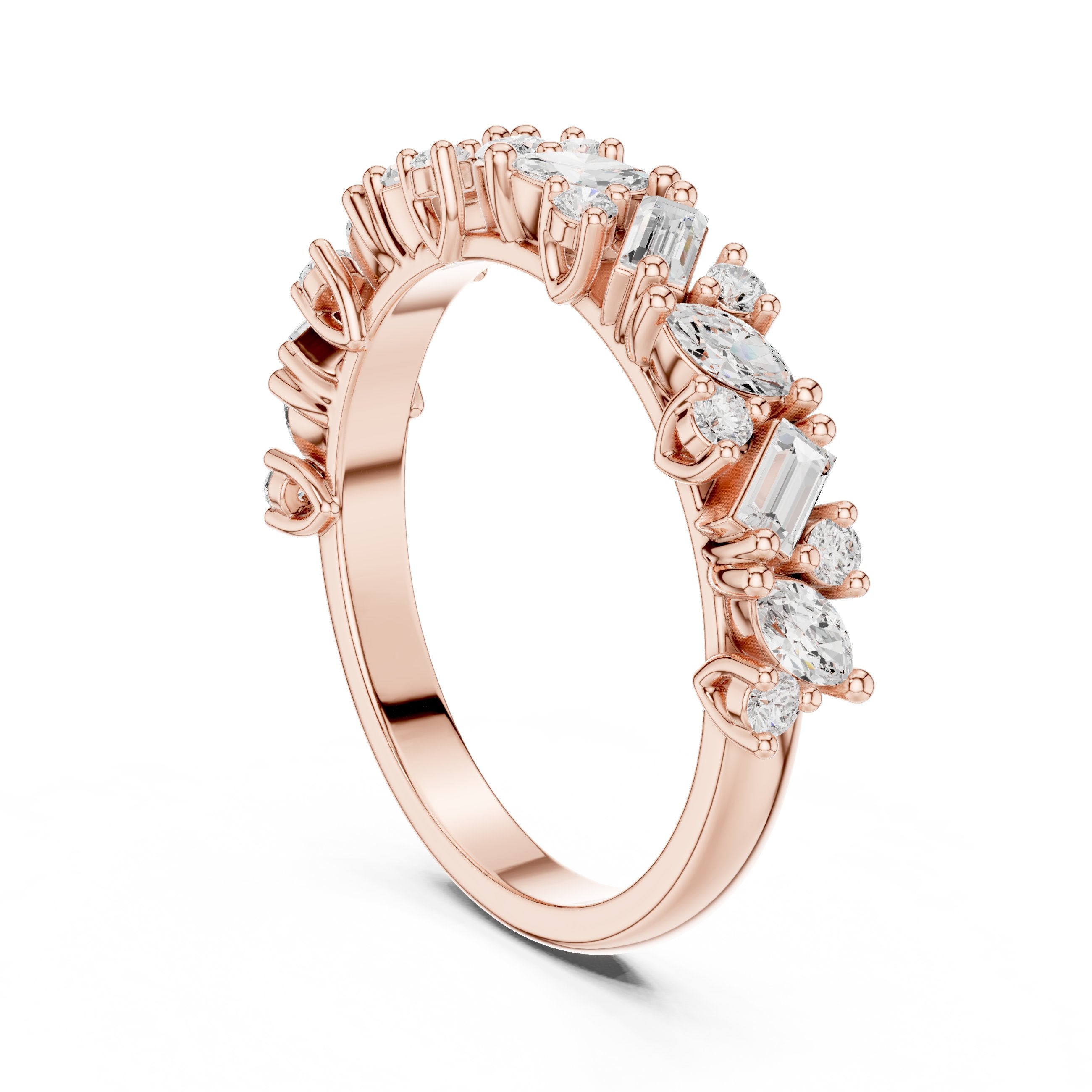 Mixed Cut Diamond Eternity Band in Rose Gold - VYKA Diamonds