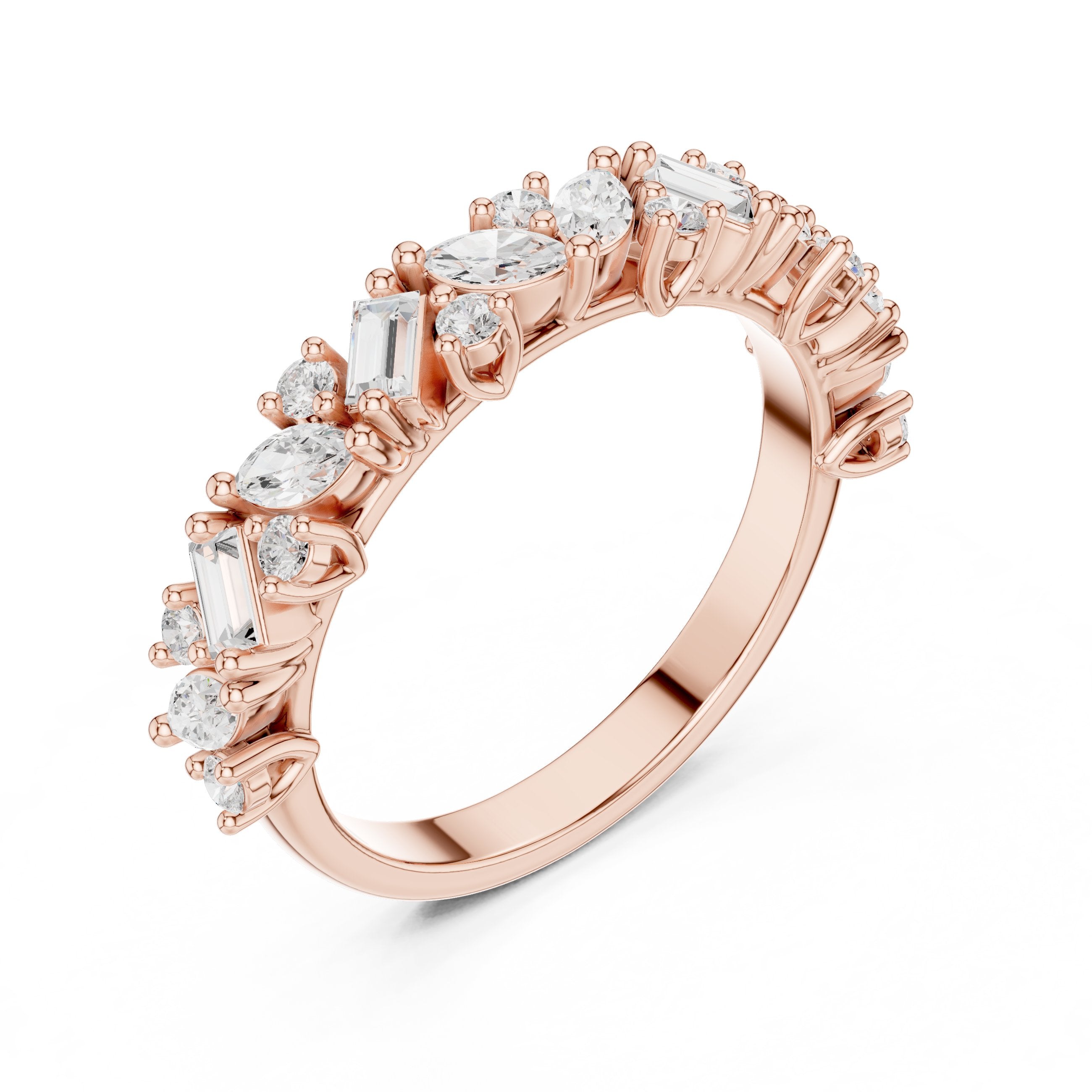 Mixed Cut Diamond Eternity Band in Rose Gold - VYKA Diamonds