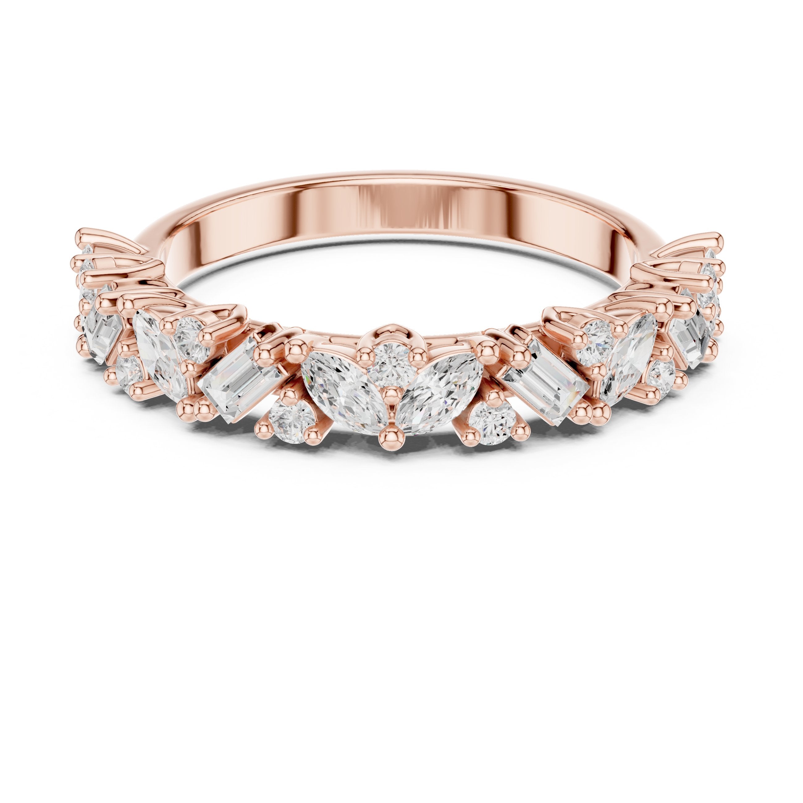 Mixed Cut Diamond Eternity Band in Rose Gold - VYKA Diamonds