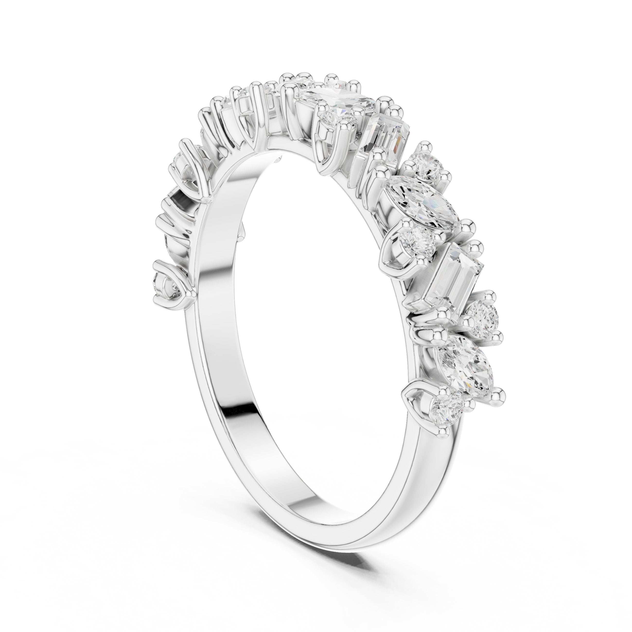Mixed Cut Diamond Eternity Band in White Gold - VYKA Diamonds