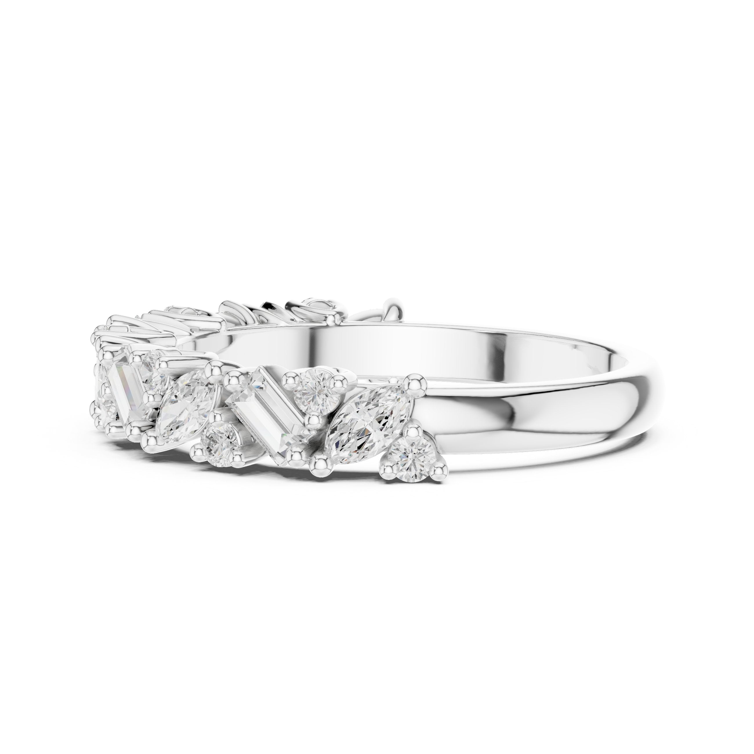 Mixed Cut Diamond Eternity Band in White Gold - VYKA Diamonds