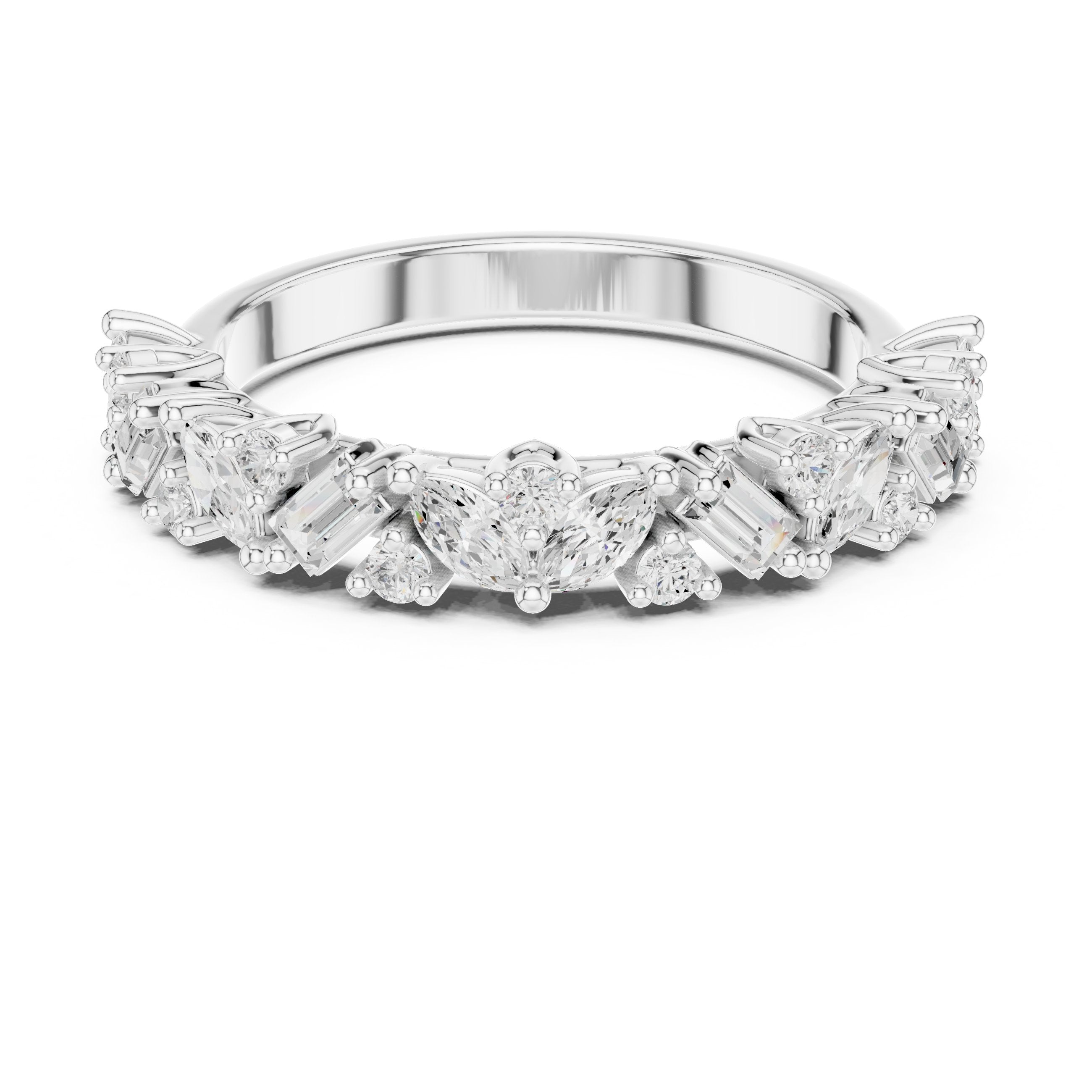 Mixed Cut Diamond Eternity Band in White Gold - VYKA Diamonds