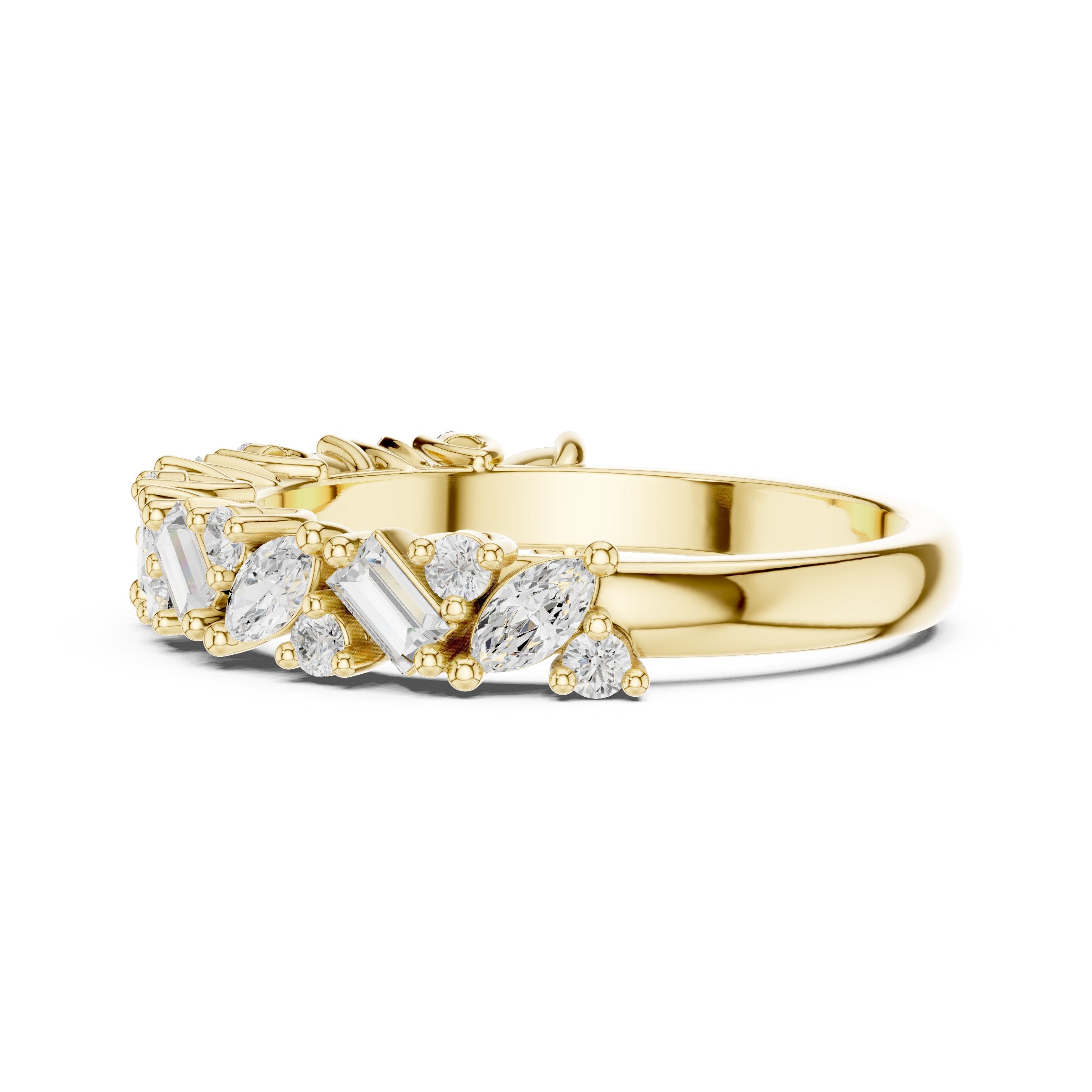Mixed Cut Diamond Eternity Band in Yellow Gold - VYKA Diamonds