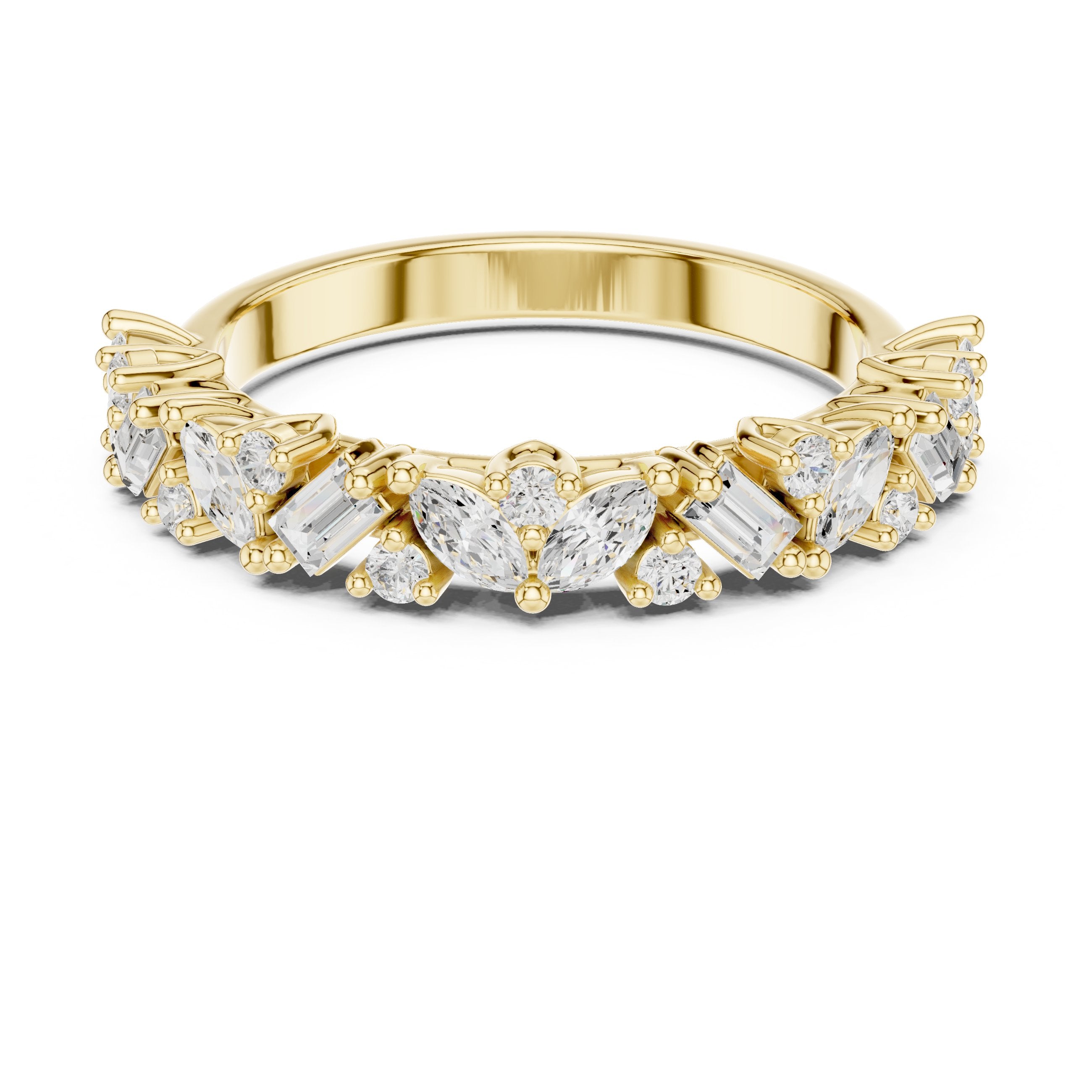 Mixed Cut Diamond Eternity Band in Yellow Gold - VYKA Diamonds