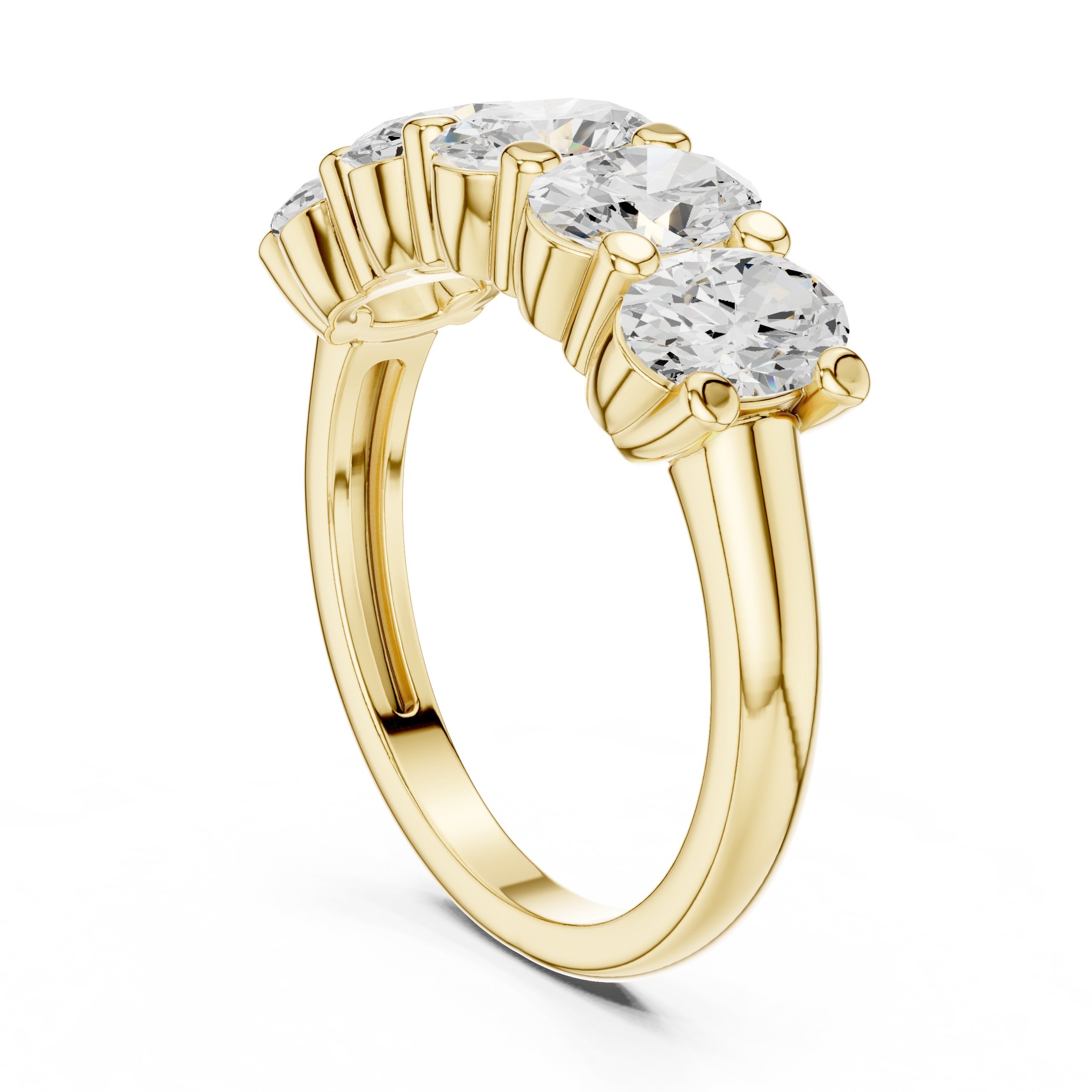 Oval Diamond Five Stone Anniversary Band in Yellow Gold - VYKA Diamonds