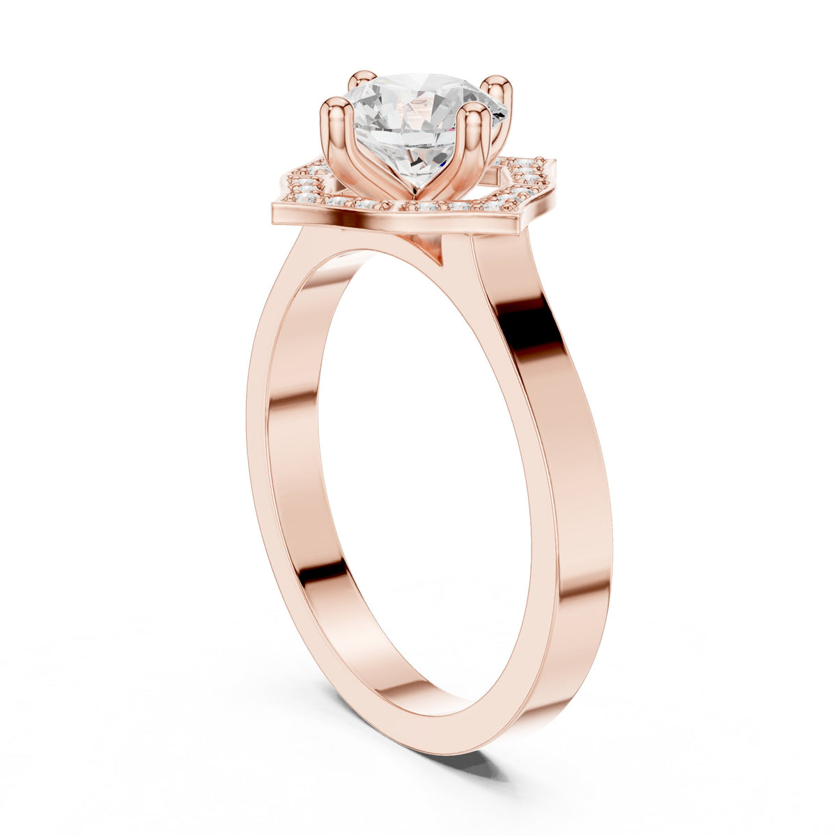 Round Diamond Art Deco Halo Engagement Ring