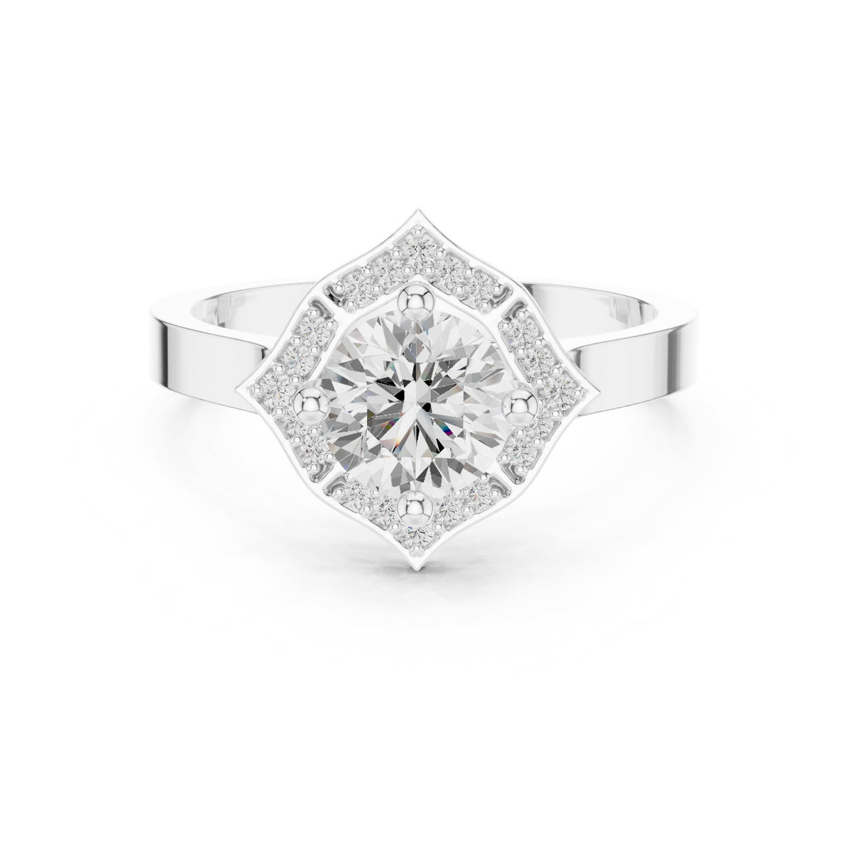 Round Diamond Art Deco Halo Engagement Ring