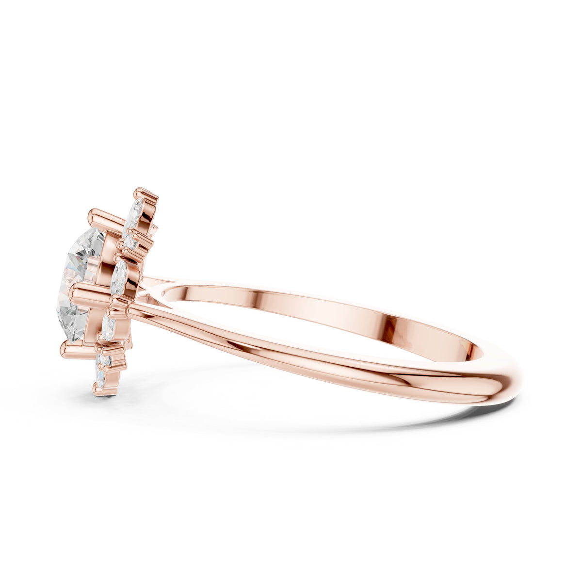 Round Diamond Star Constellation Halo Engagement Ring