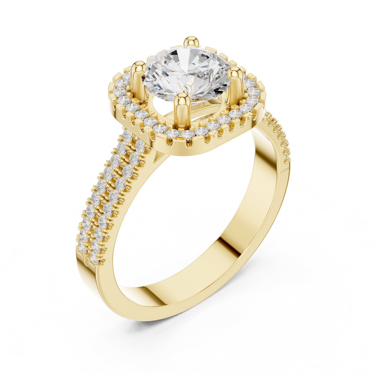 Round Diamond Cushion Halo Engagement Ring with Vintage Braided Pavé Band