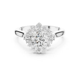 خاتم خطوبة مستدير بهالة ندفة ثلج