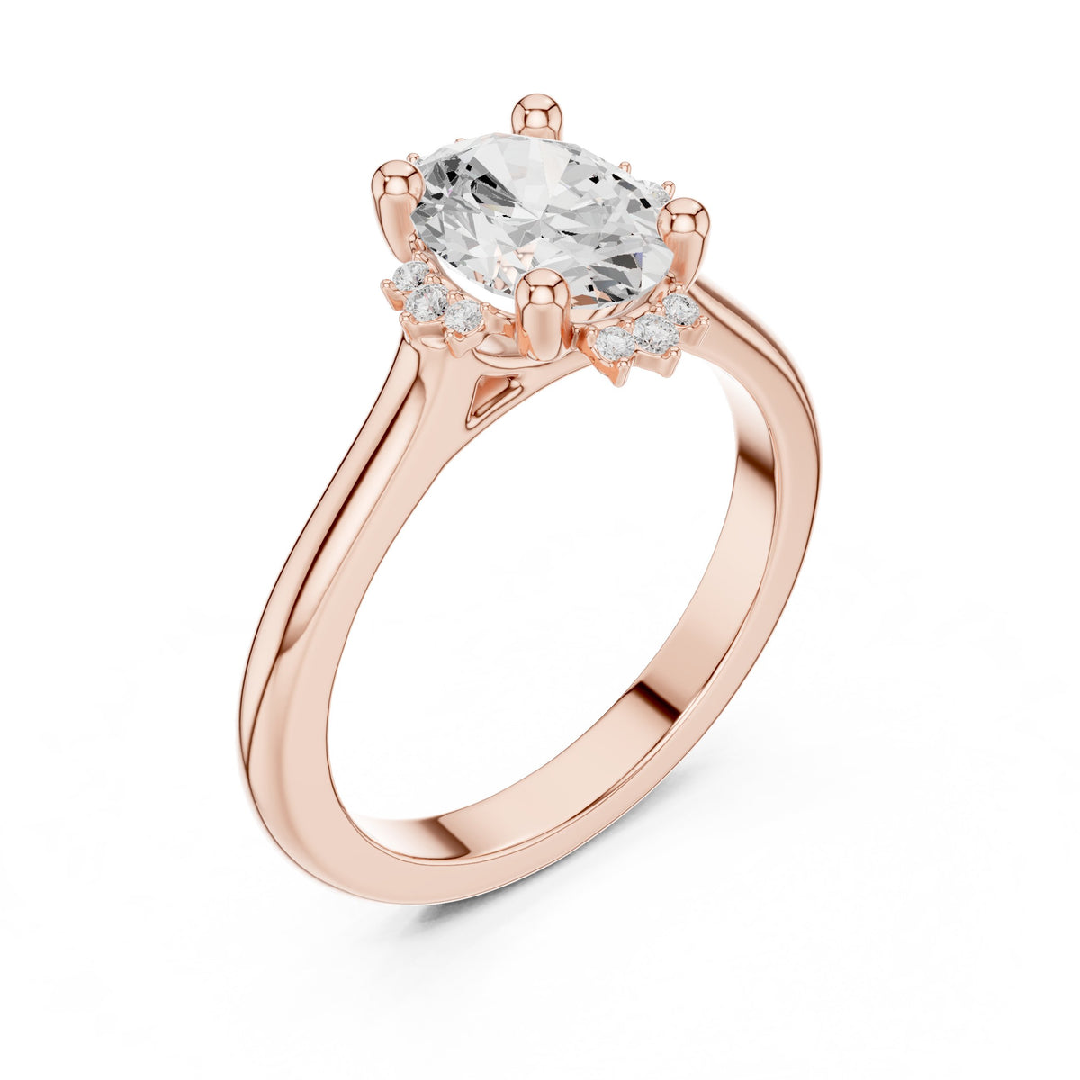 Oval Diamond Star Halo Engagement Ring