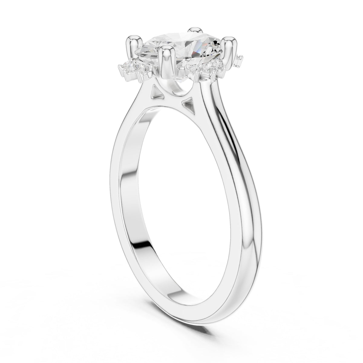 Oval Diamond Star Halo Engagement Ring
