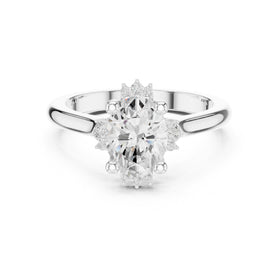 Oval Diamond Star Halo Engagement Ring