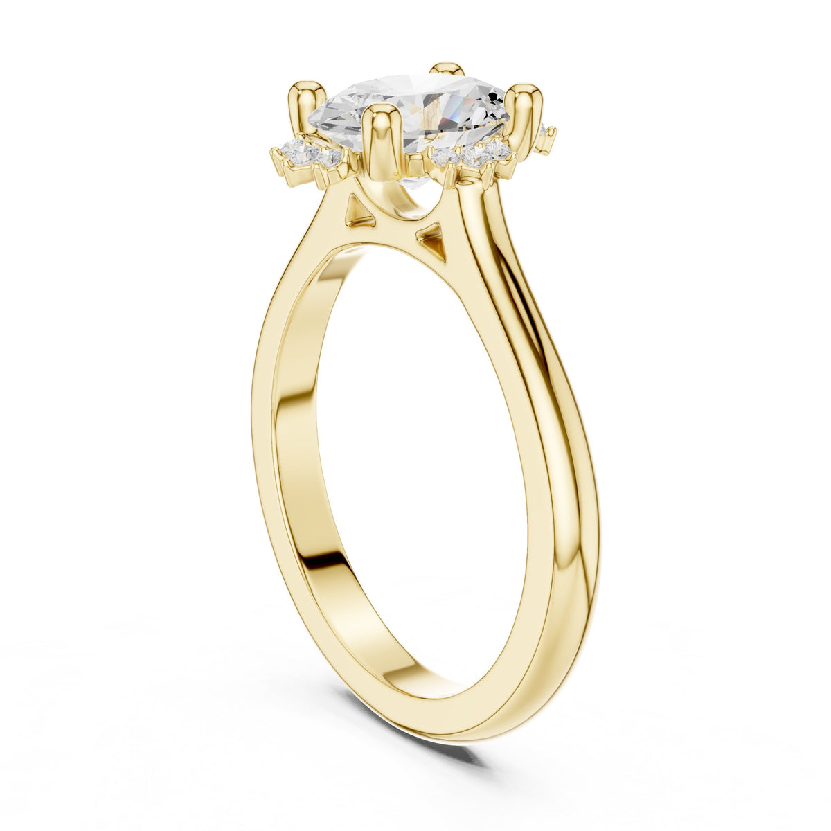 Oval Diamond Star Halo Engagement Ring