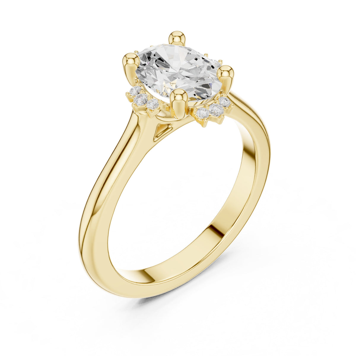 Oval Diamond Star Halo Engagement Ring