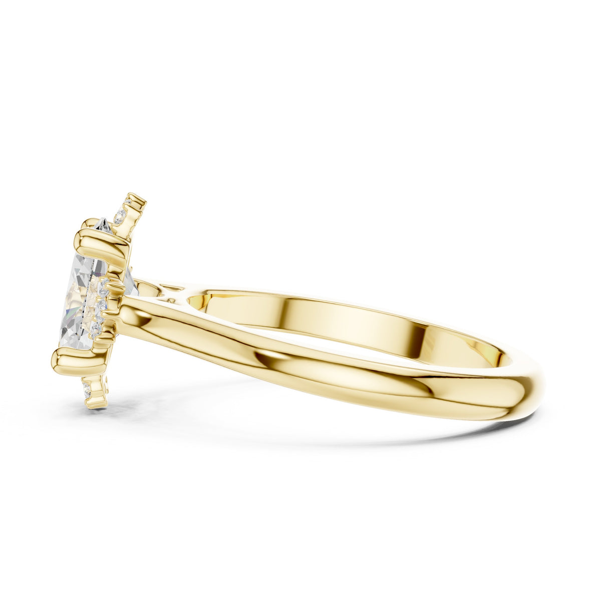 Oval Diamond Star Halo Engagement Ring