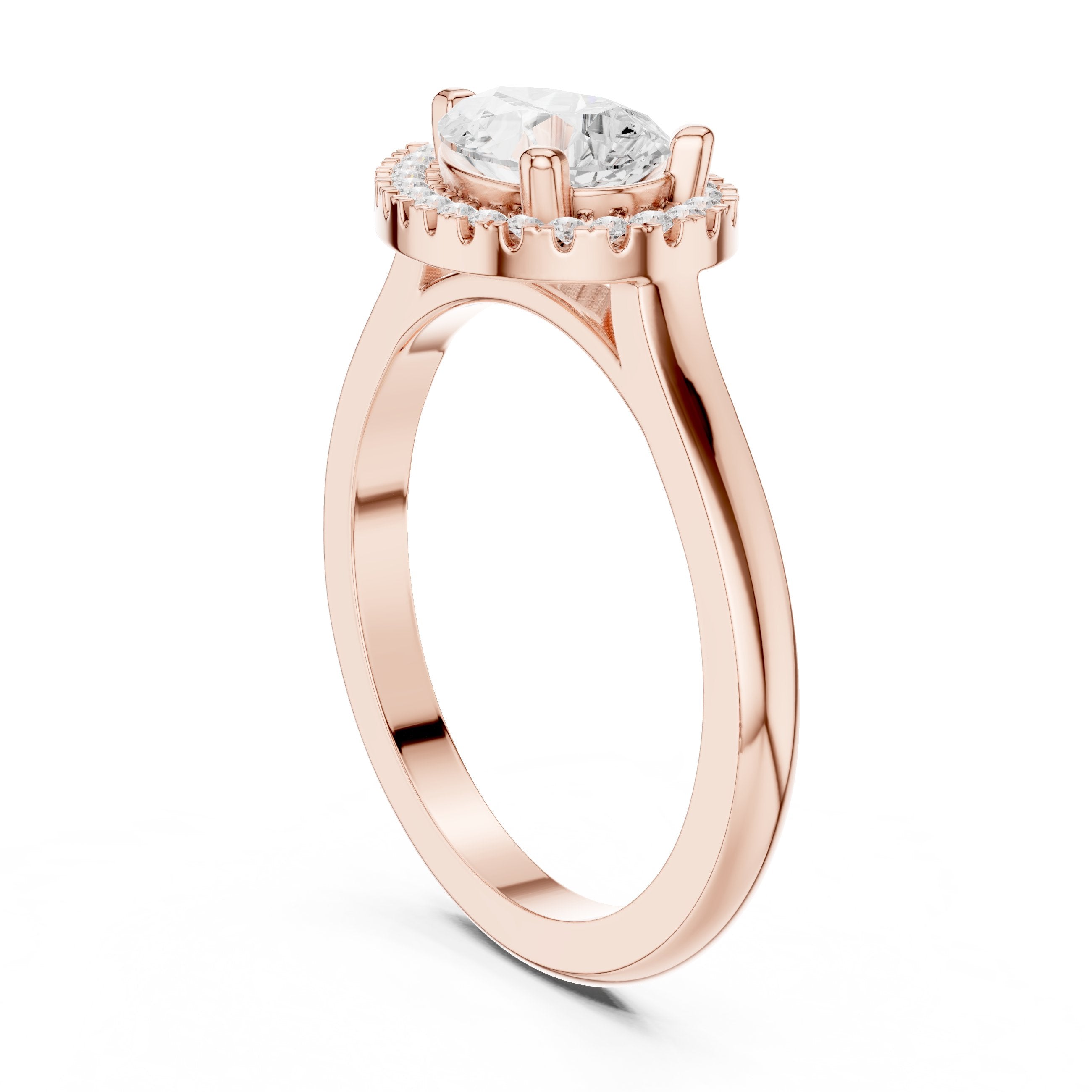 Pear Diamond East-West Halo Engagement Ring in Rose Gold - VYKA Diamonds