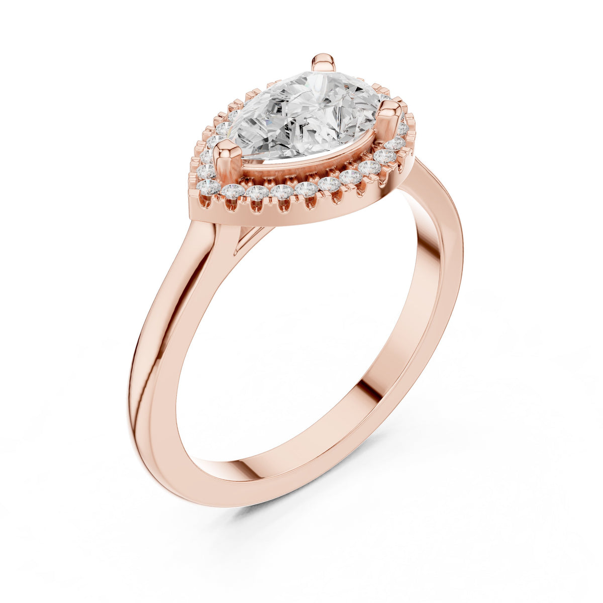Pear Diamond East-West Halo Engagement Ring