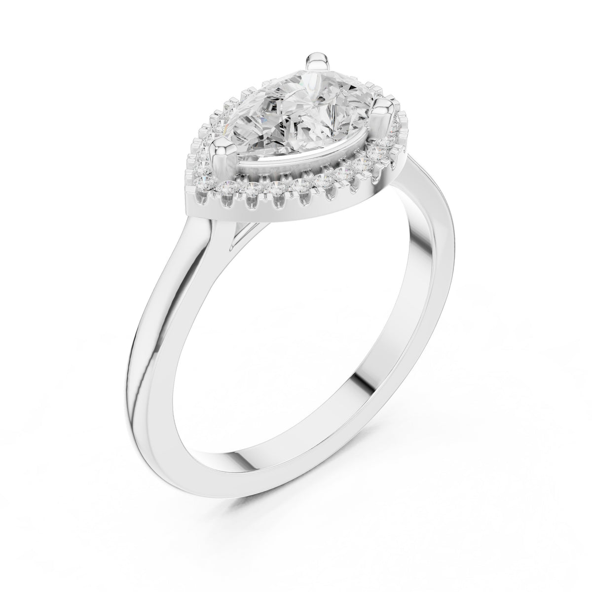 Pear Diamond East-West Halo Engagement Ring