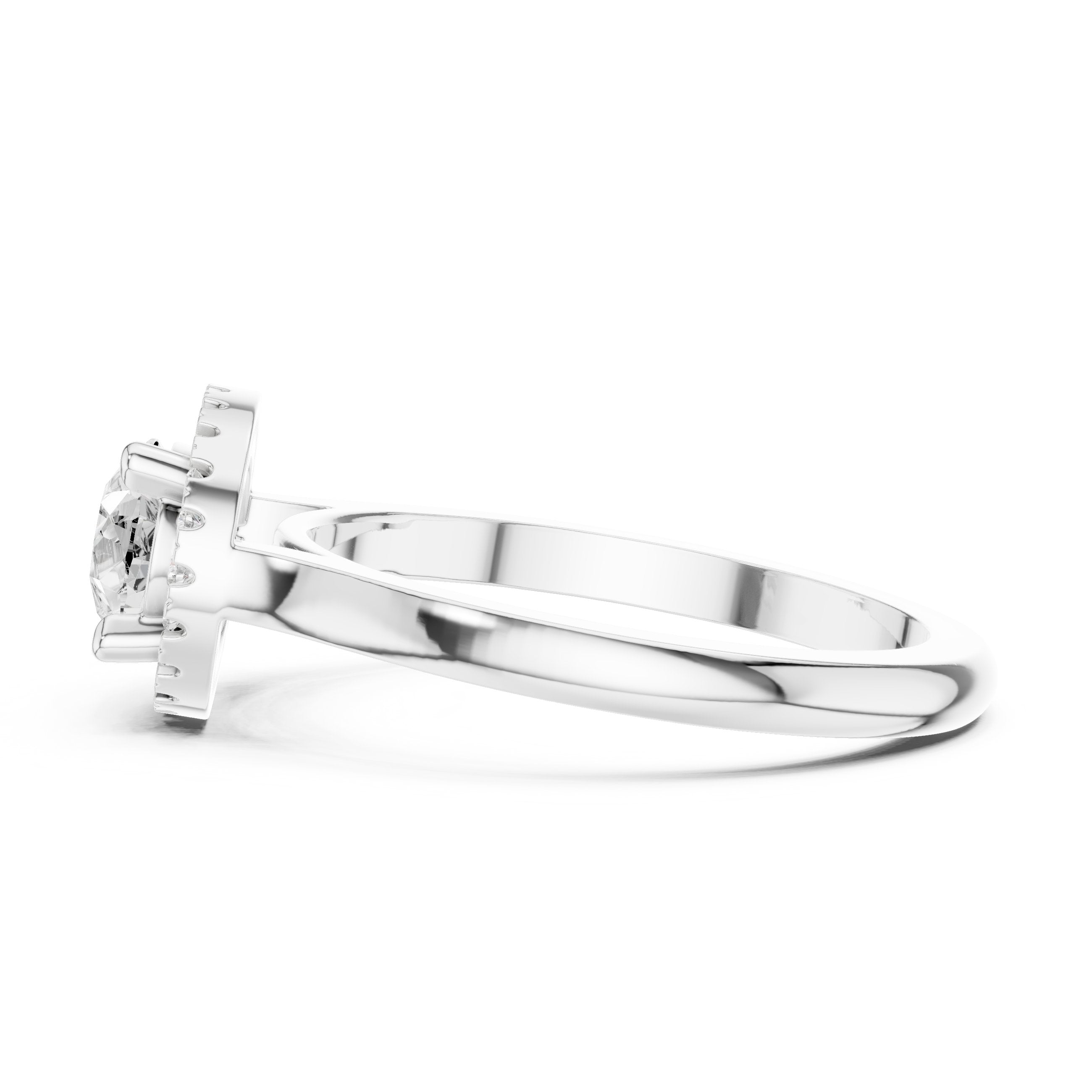 Pear Diamond East-West Halo Engagement Ring in White Gold - VYKA Diamonds