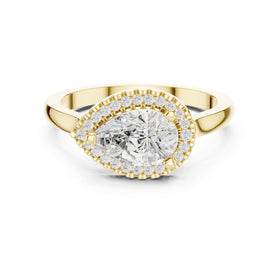 Pear Diamond East-West Halo Engagement Ring