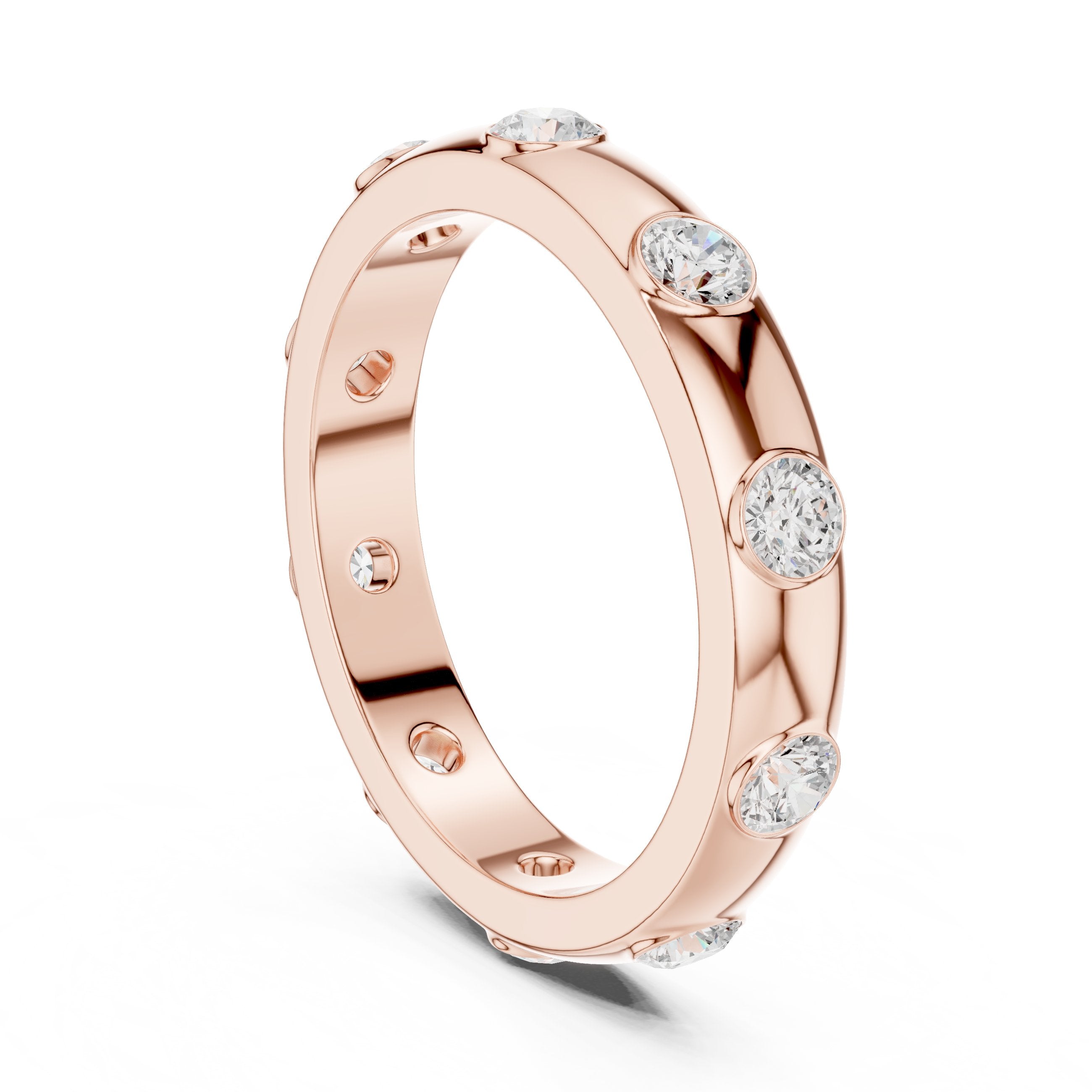 Round Diamond Studded Eternity Band in Rose Gold - VYKA Diamonds