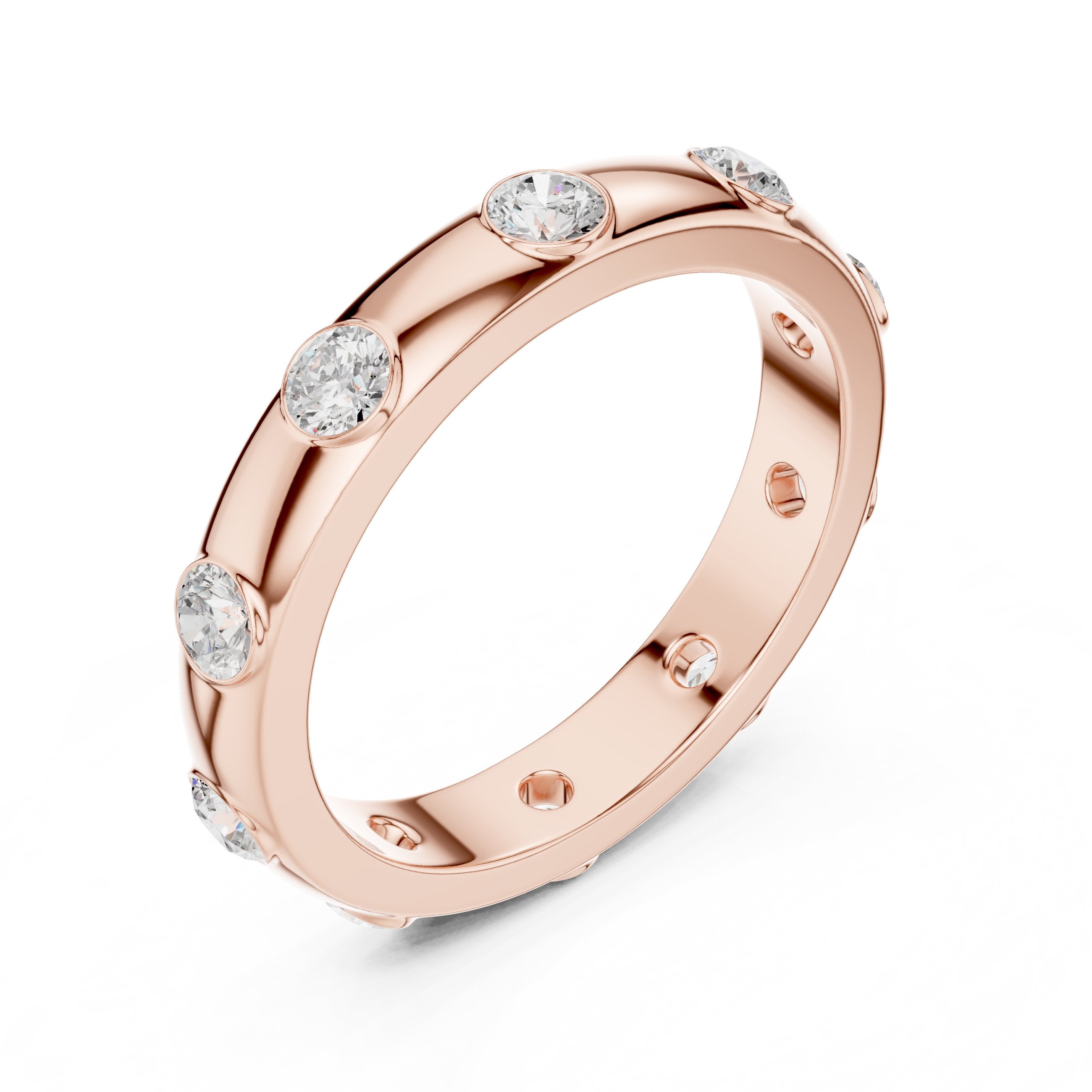 Round Diamond Studded Eternity Band in Rose Gold - VYKA Diamonds