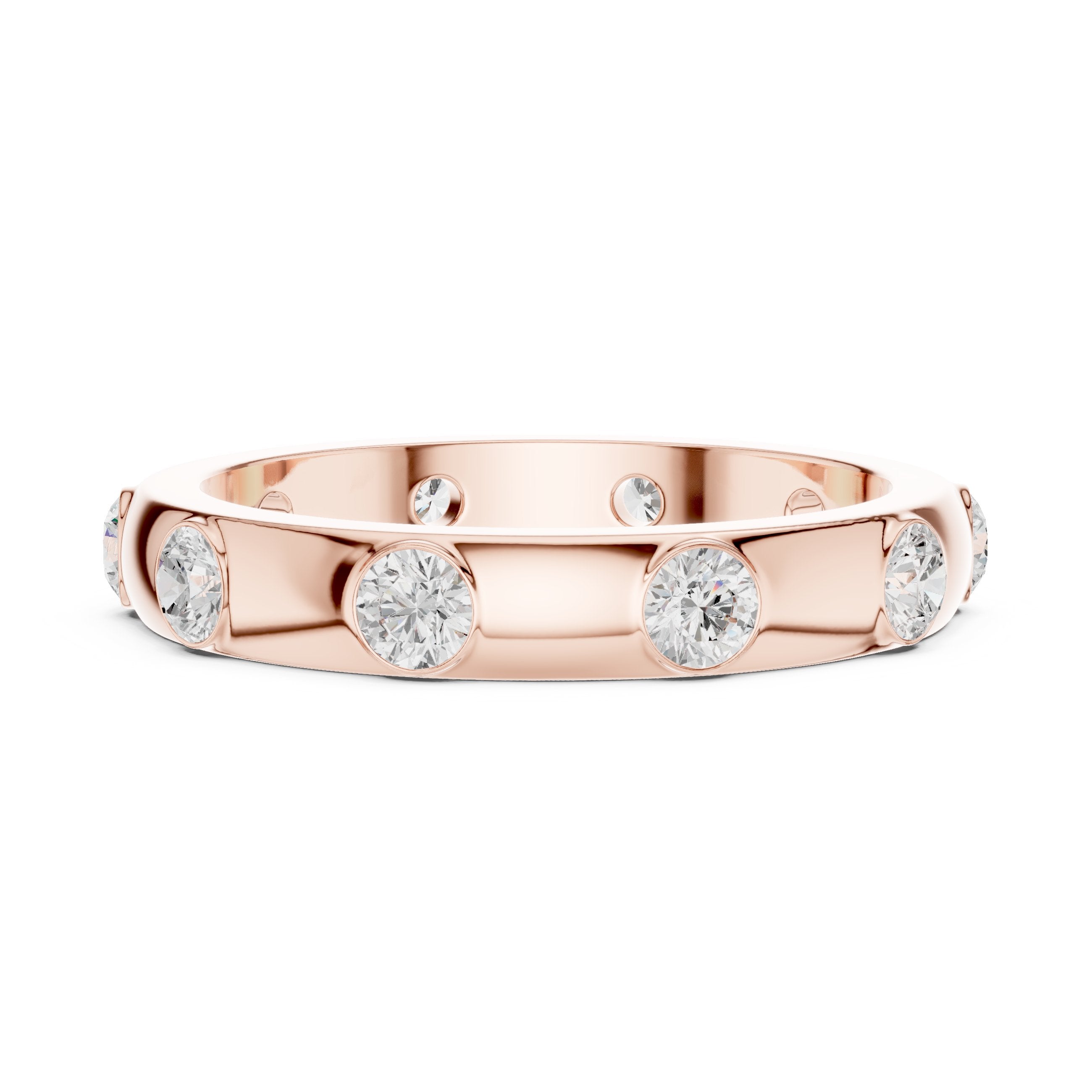 Round Diamond Studded Eternity Band in Rose Gold - VYKA Diamonds